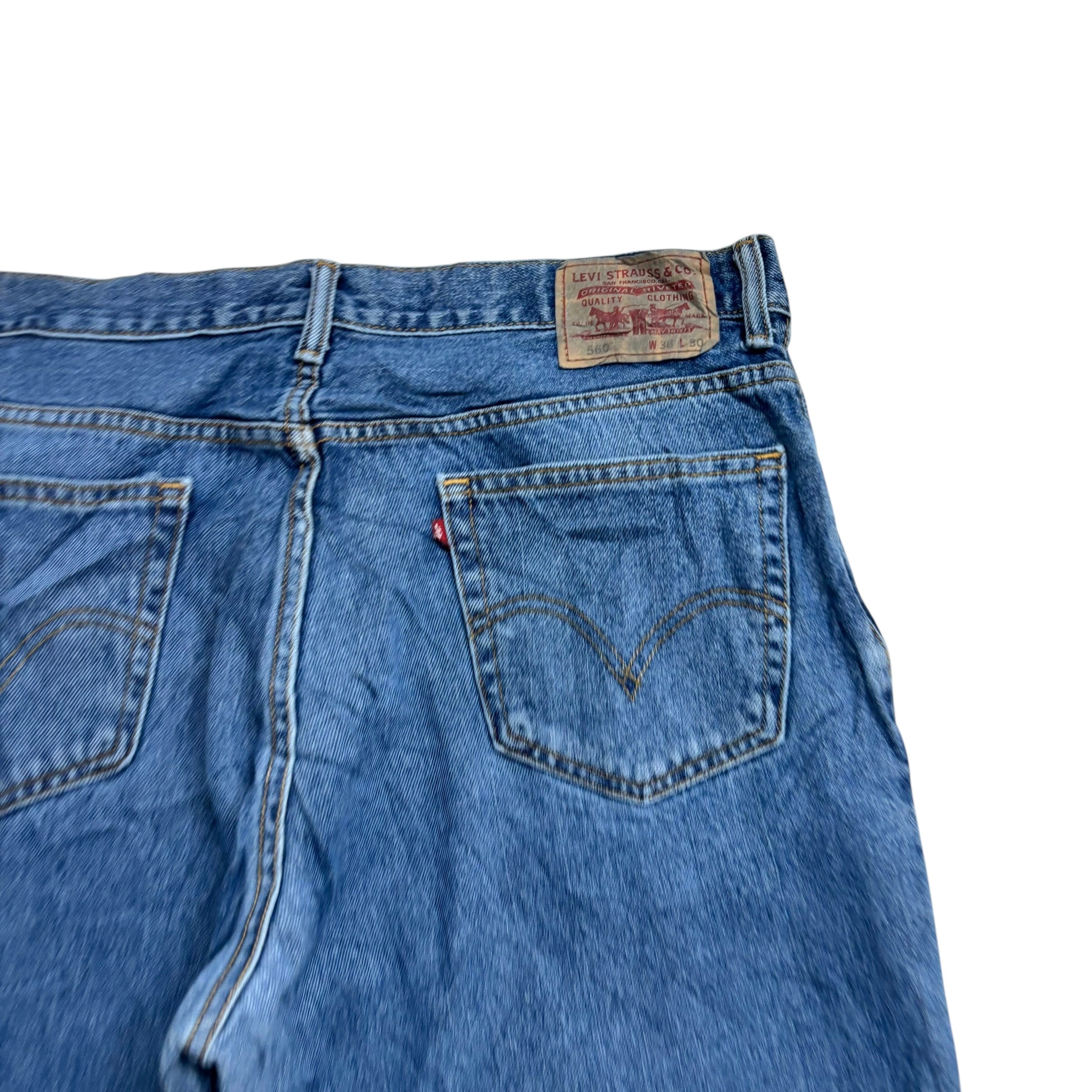 Levis 560 Jeans W36 L28 Mens Mid Blue Relaxed Tapered Fit Vintage Denim