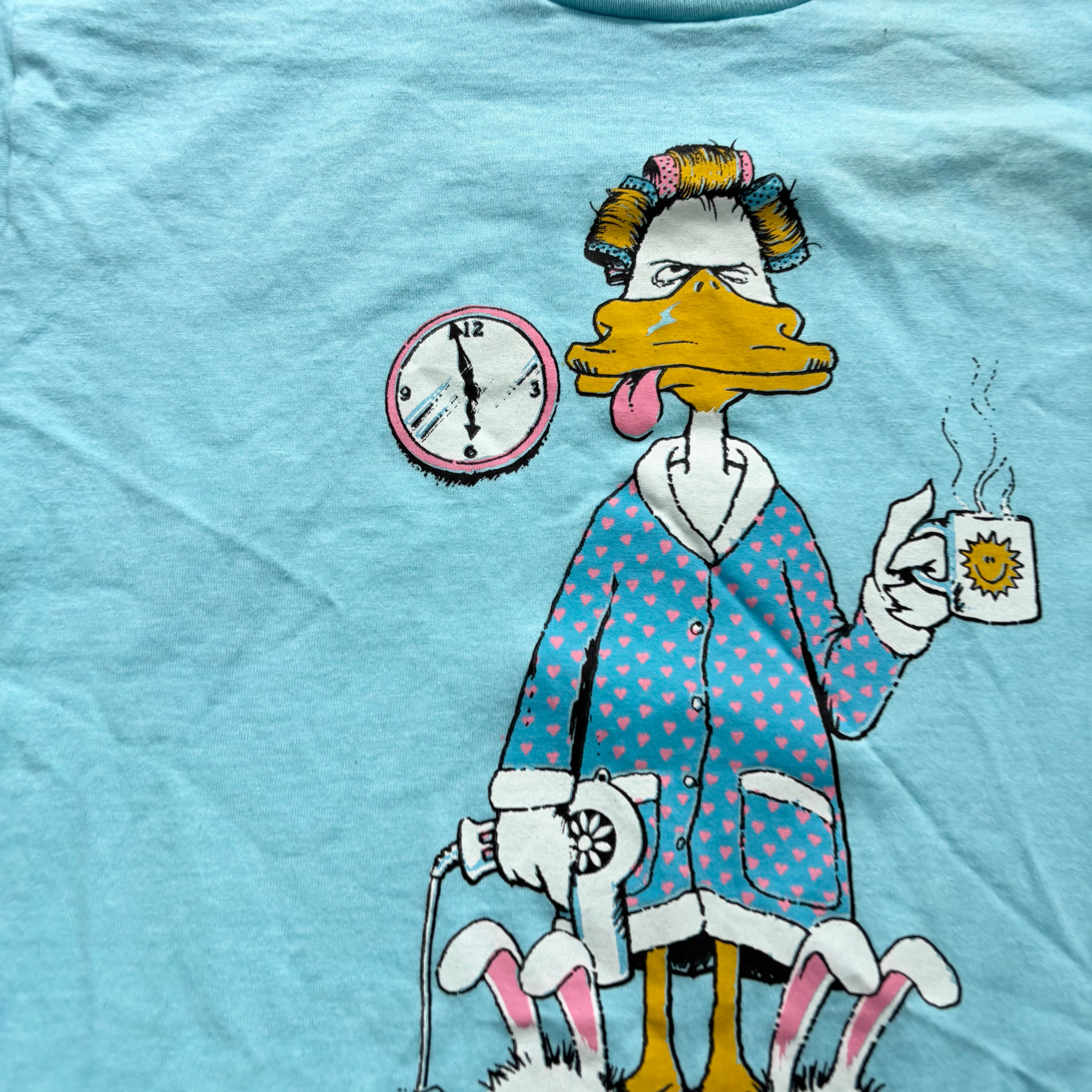 Vintage T Shirt Mens Medium Blue Single Stitch Graphic Print 90s