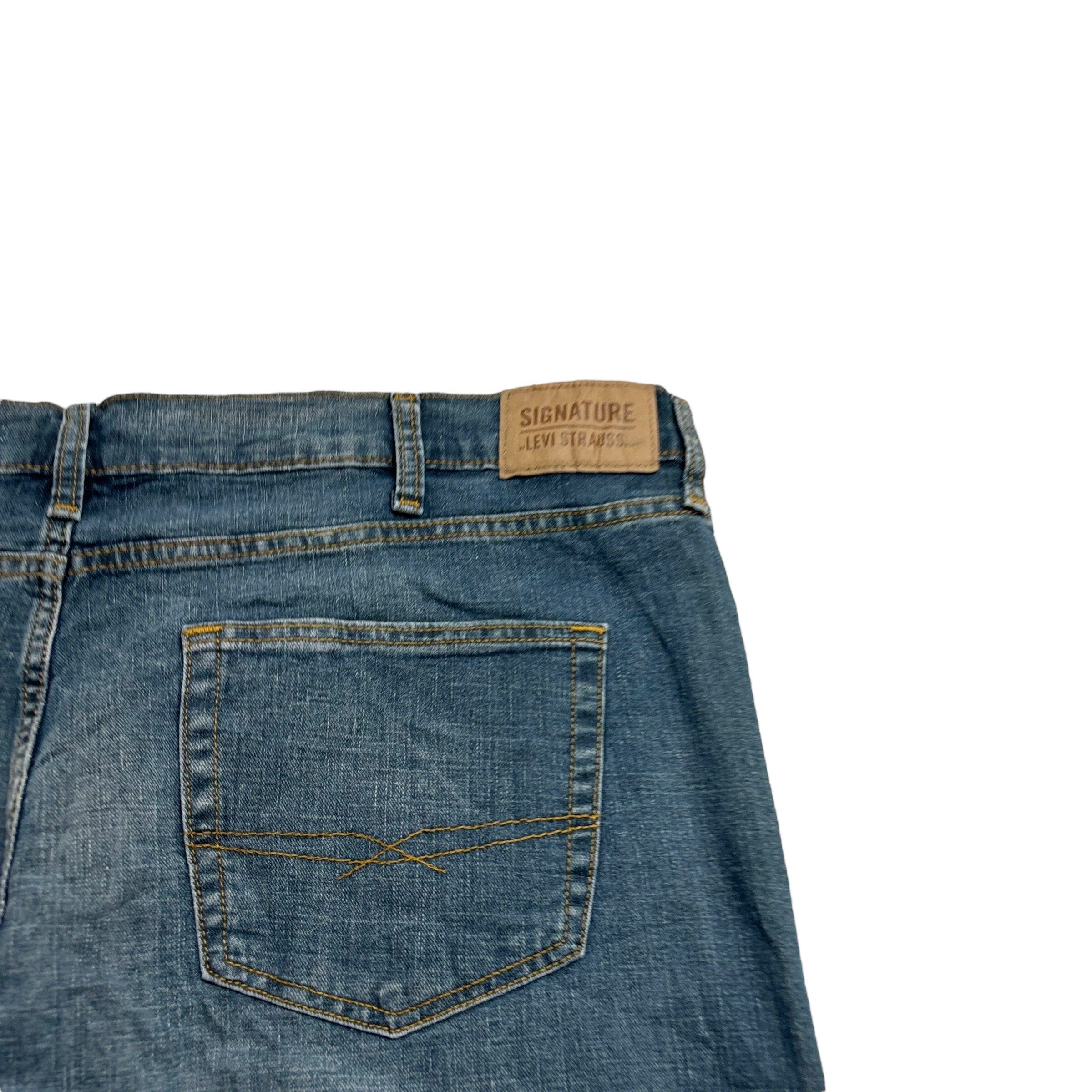 Levis Signature Jeans W46 L30 Mens Dark Blue Regular Straight Stretch Denim (E)