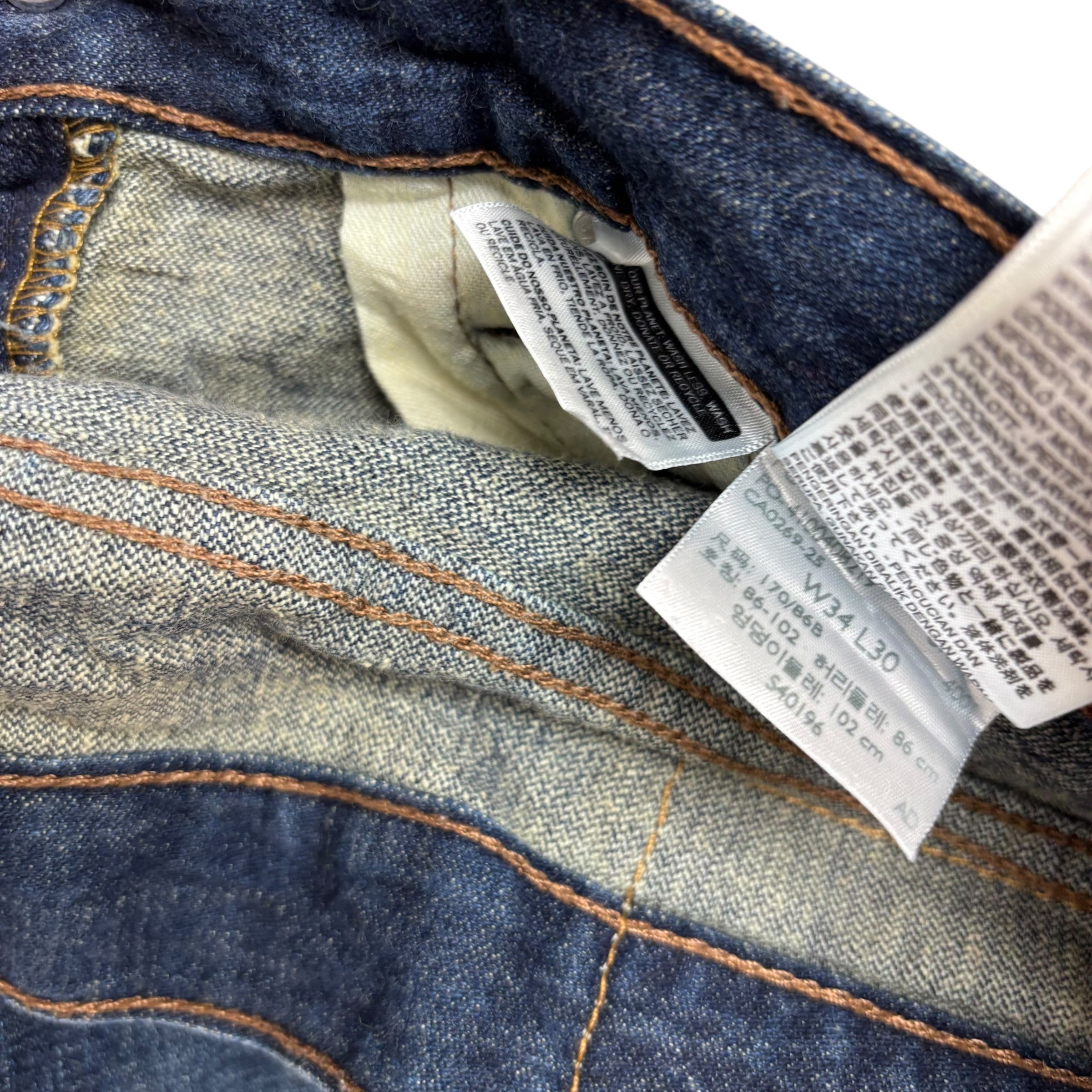 Levis 514 Jeans W34 L30 Mens Dark Blue Regular Straight Fit Denim (E)