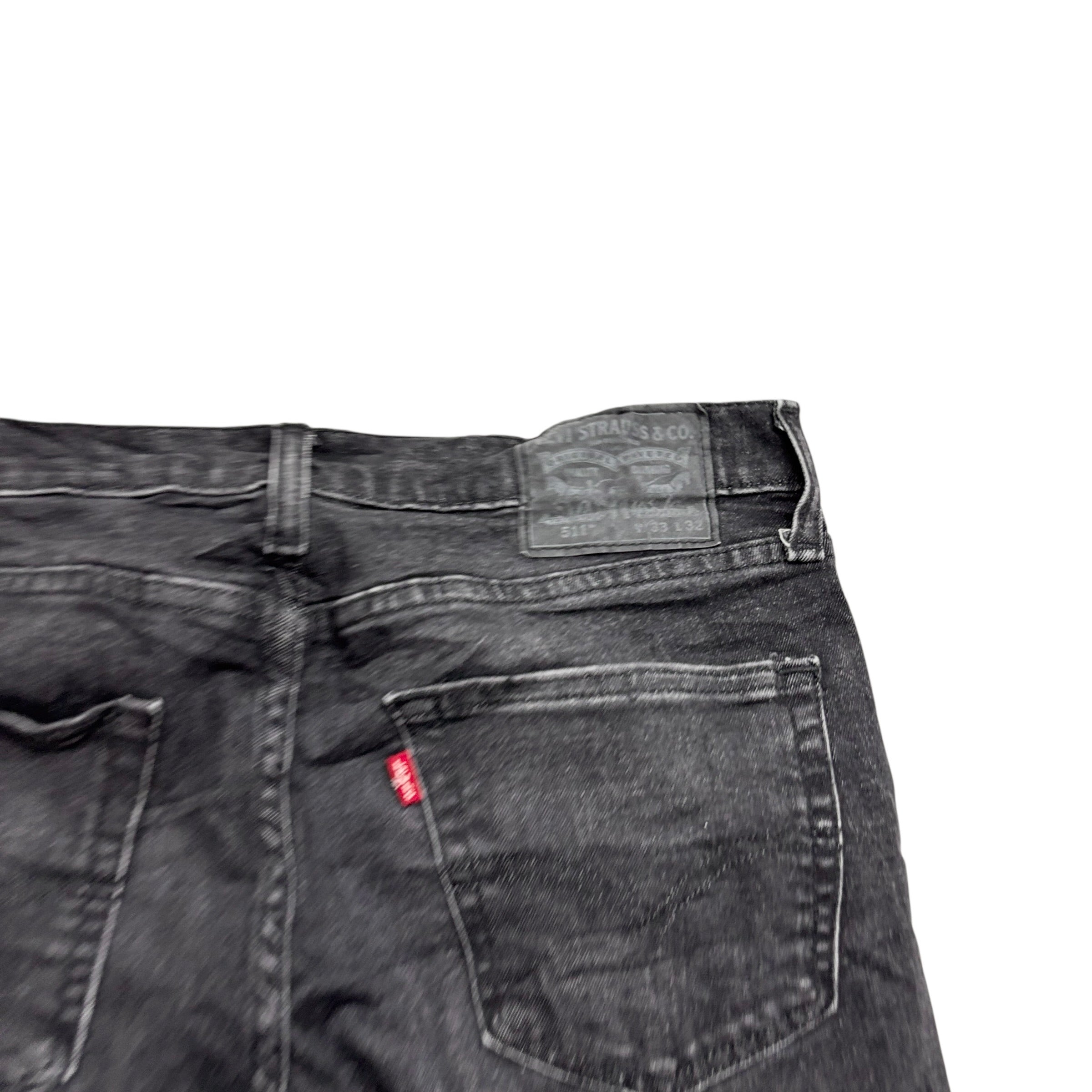 Levis 511 Jeans W33 L32 Mens Black Slim Fit Stretch Denim (E)