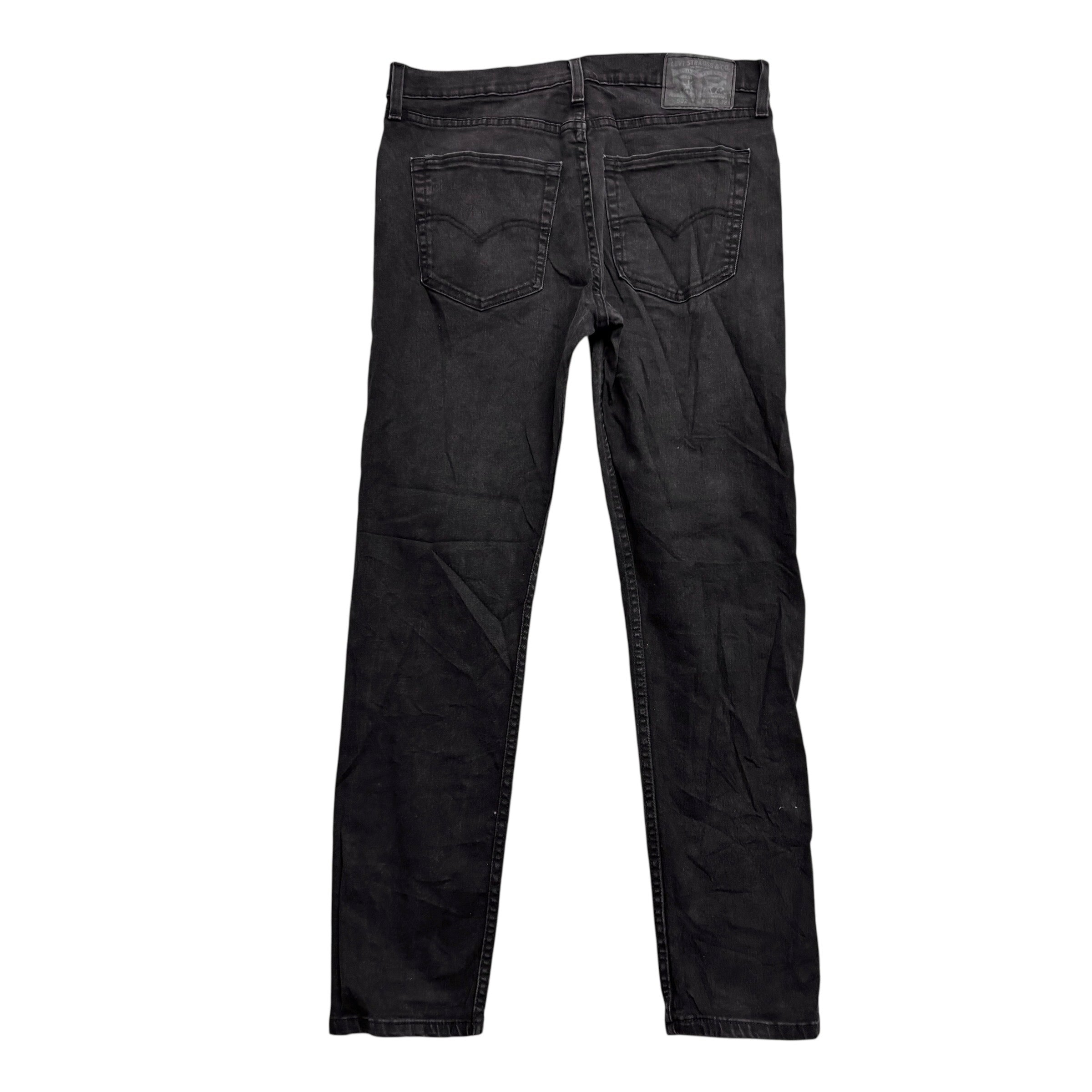 Levis 502 Jeans W33 L32 Mens Black Regular Tapered Fit Stretch Denim (E)