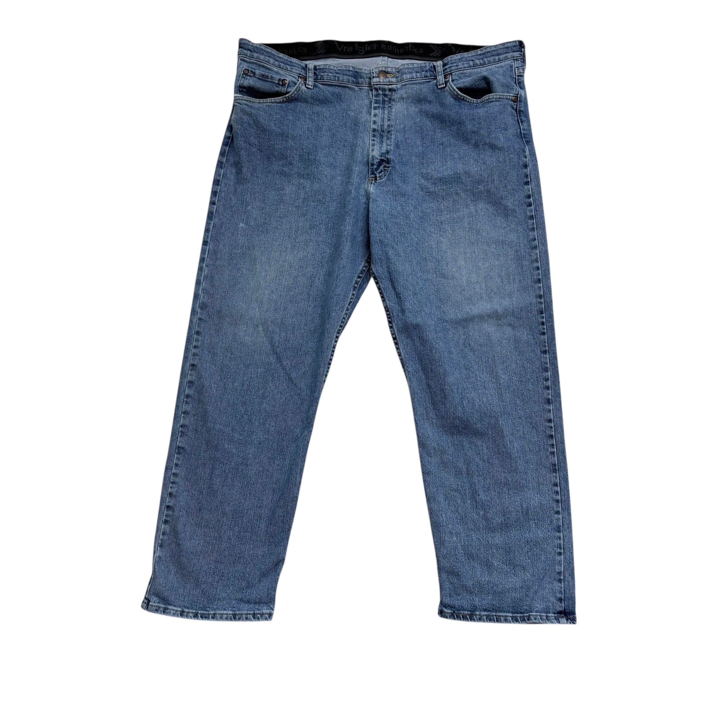 Wrangler Jeans W42 L29 Mens Mid Blue Relaxed Straight Fit Stretch Denim