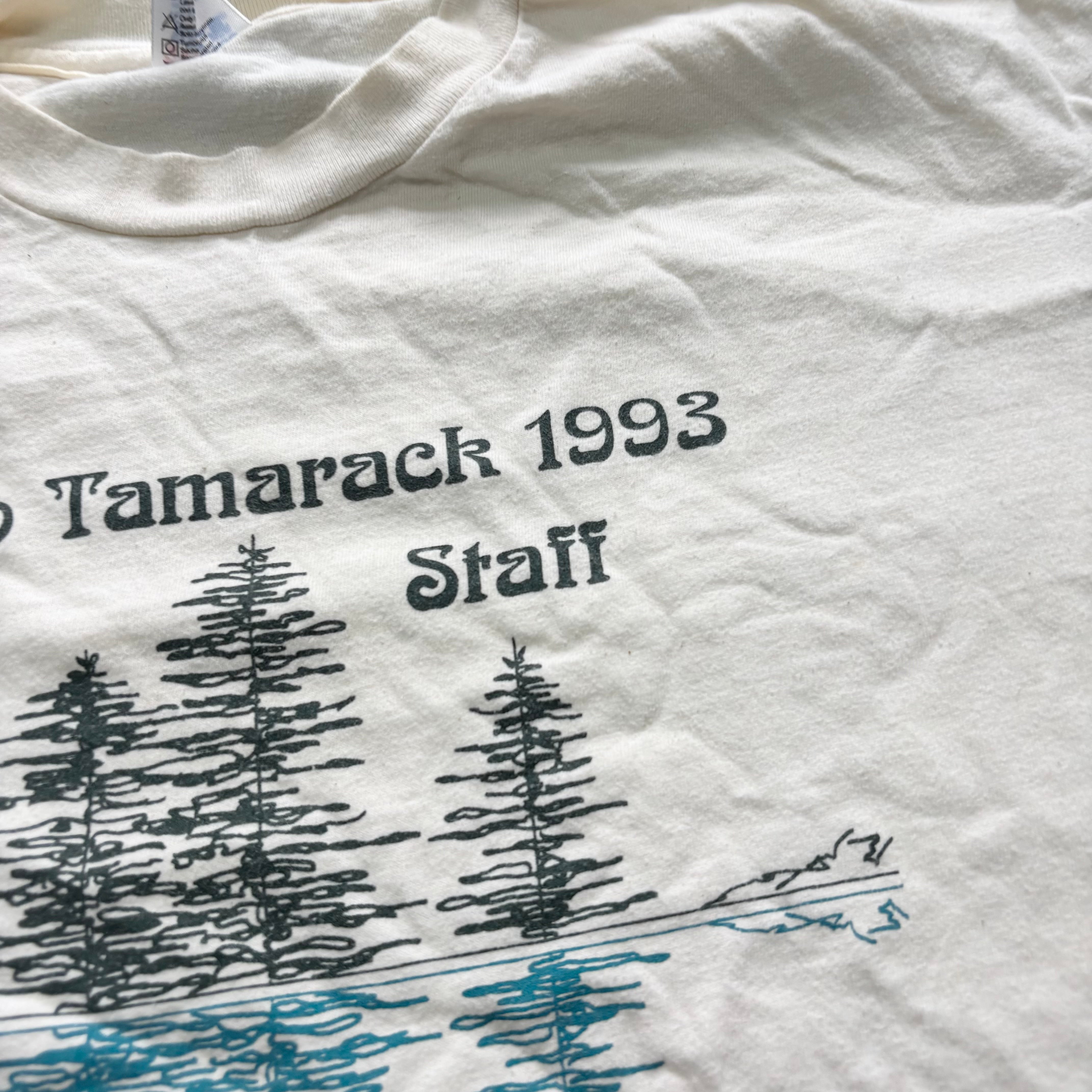 Vintage T Shirt Mens XL Cream Beige Single Stitch Graphic Print 90s USA (E)