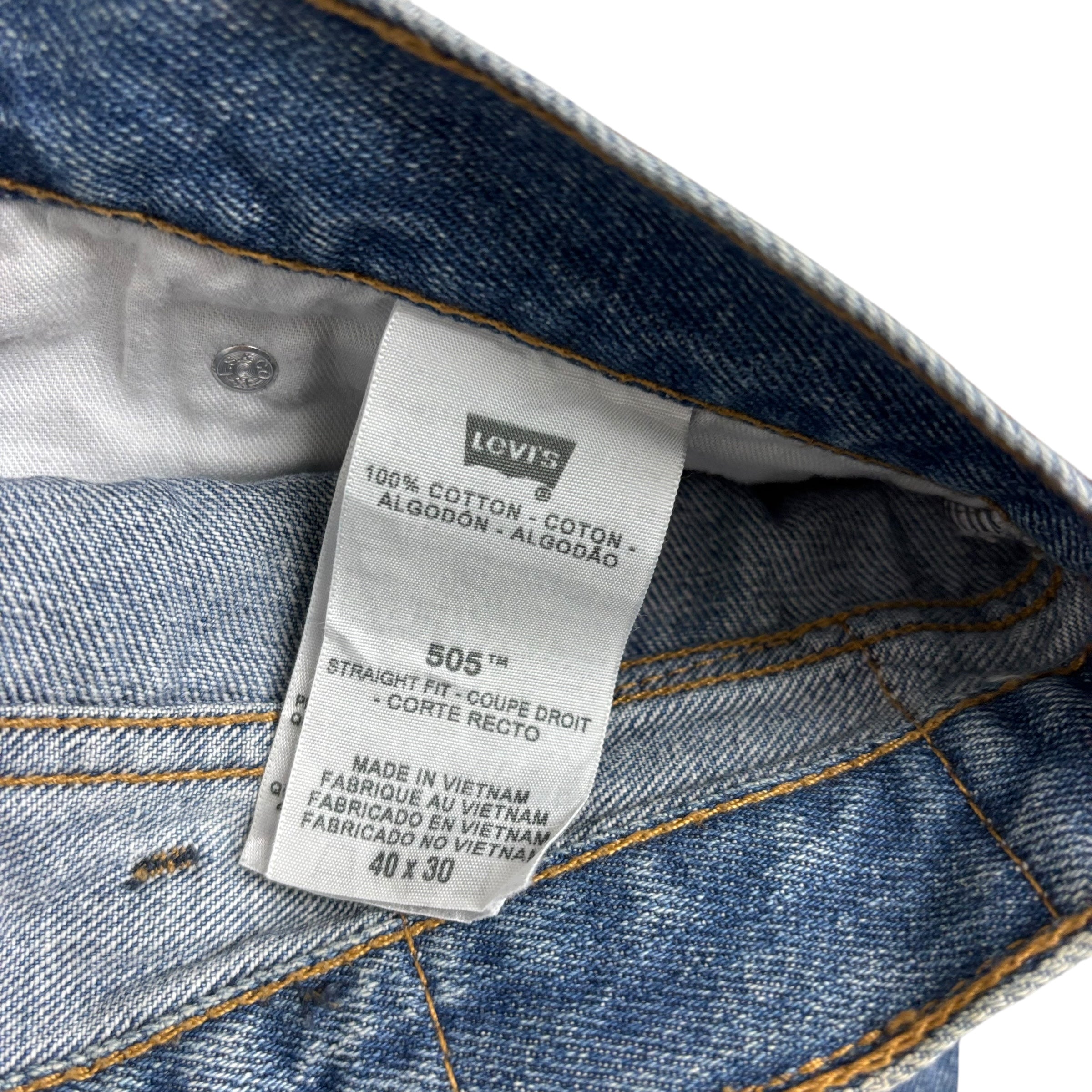 Levis 505 Jeans W40 L30 Mens Mid Blue Regular Straight Fit Vintage Denim (E)