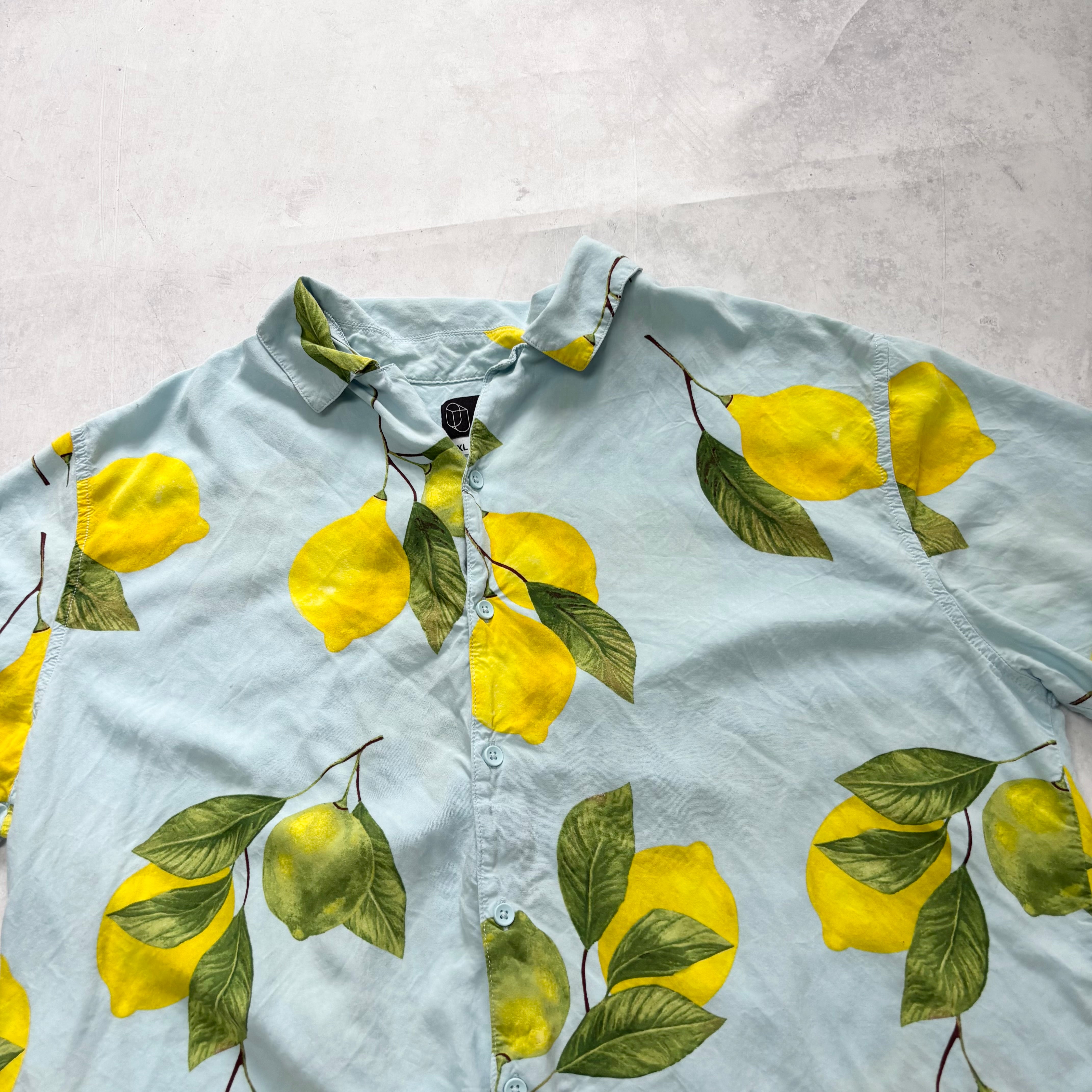Hawaiian Shirt Mens XL Blue Floral Aloha Short Sleeve Rayon (E)