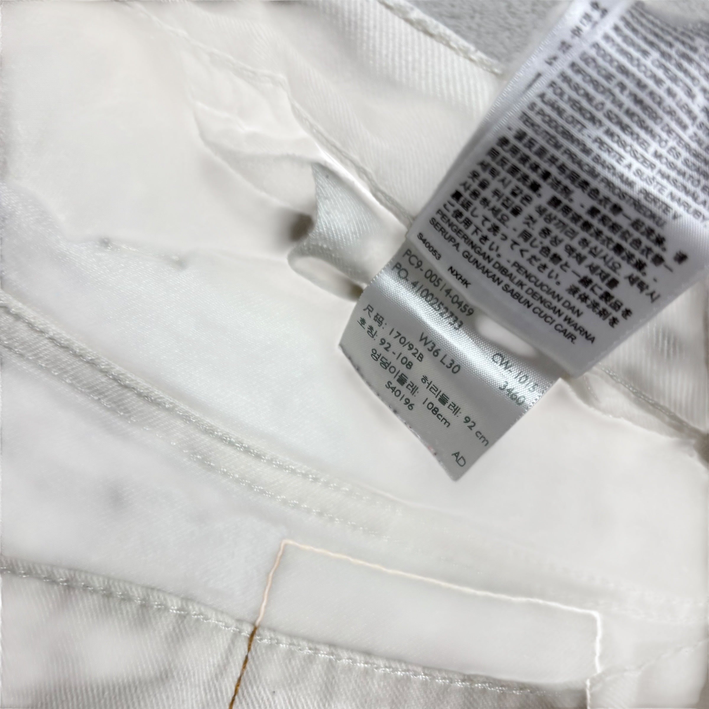 Levis 514 Jeans W36 L30 Mens White Regular Straight Fit Stretch Denim (F)