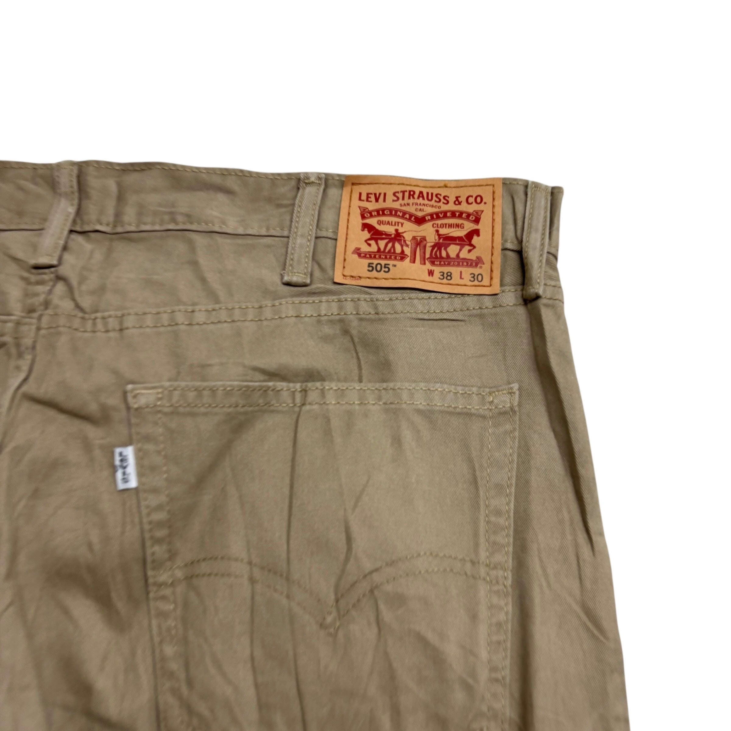 Levis 505 Trousers W38 L30 Mens Beige Regular Straight Fit Cotton Pants (E)