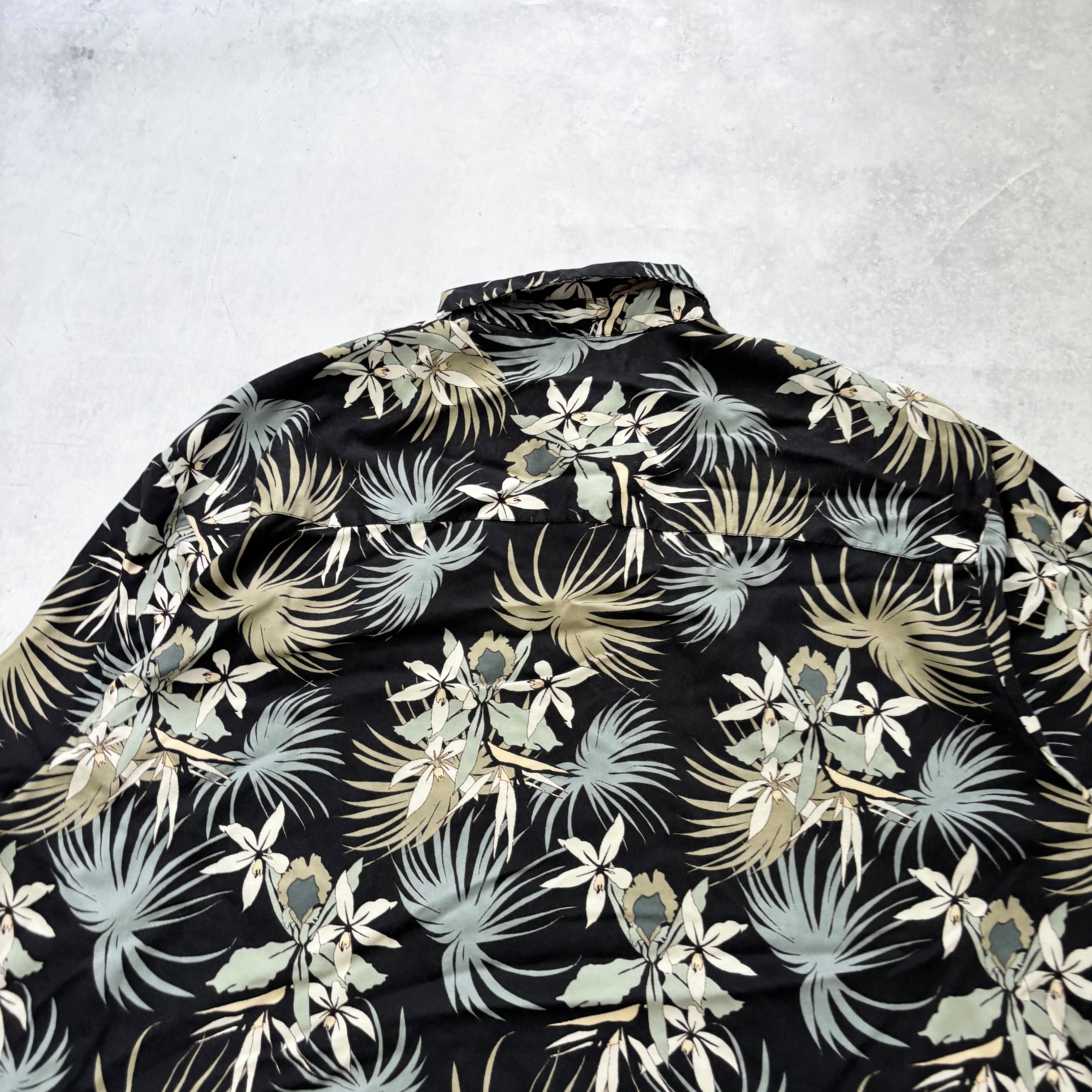 Hawaiian Shirt Mens XXL Black Floral Aloha Short Sleeve Viscose (E)