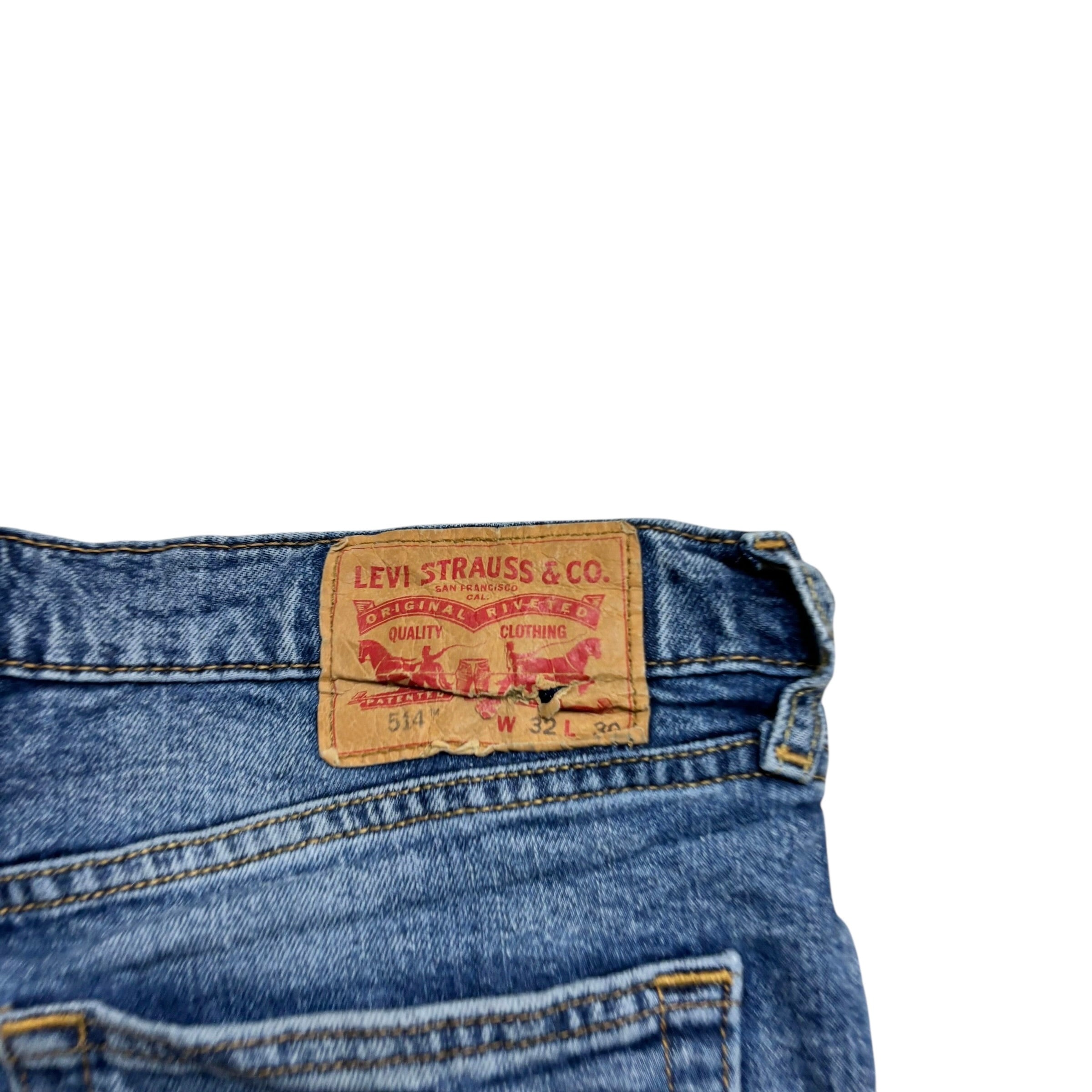 Levis 514 Jeans W32 L30 Mens Mid Blue Slim Straight Fit Stretch Denim