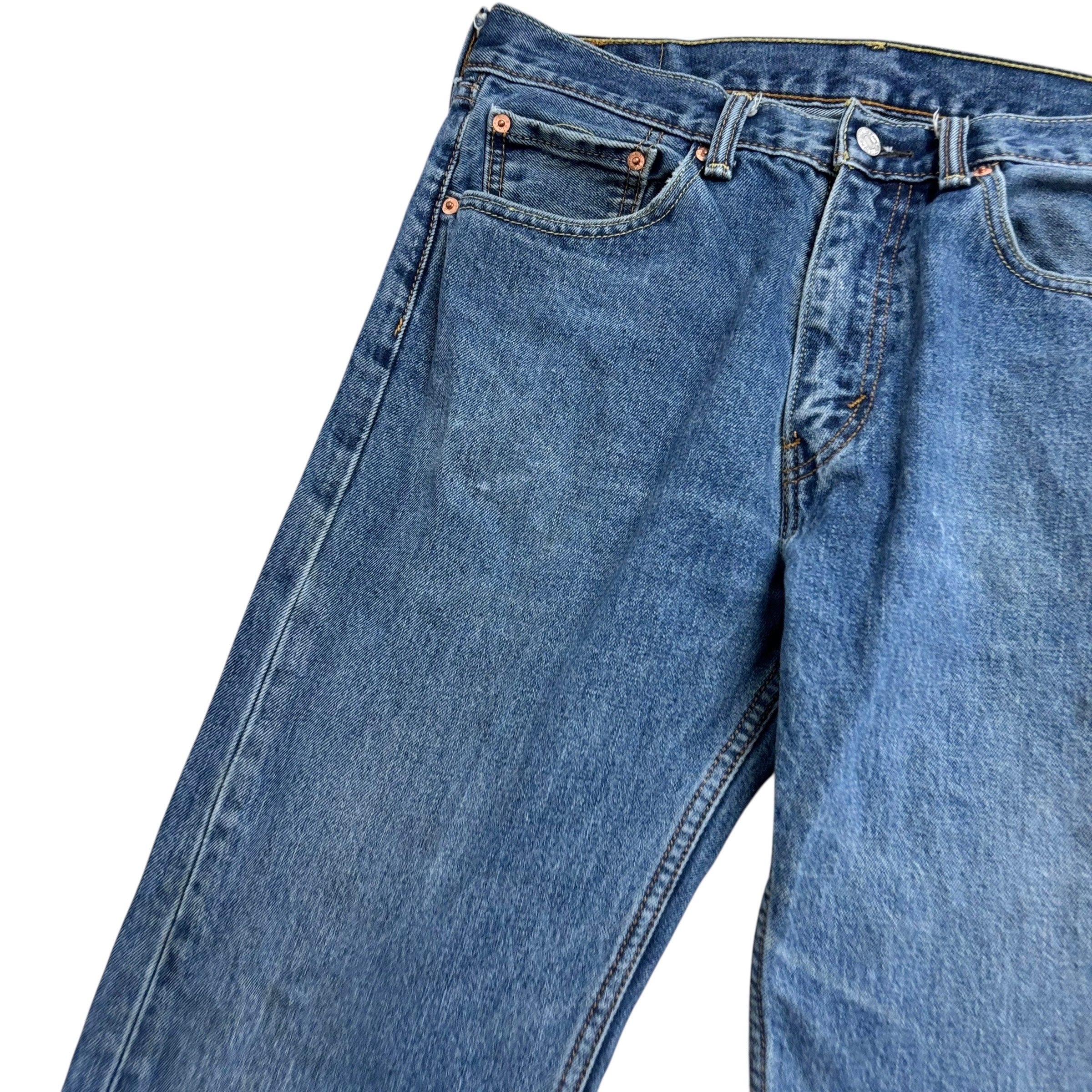 Levis 505 Jeans W33 L34 Mens Mid Blue Regular Straight Fit Denim (F)