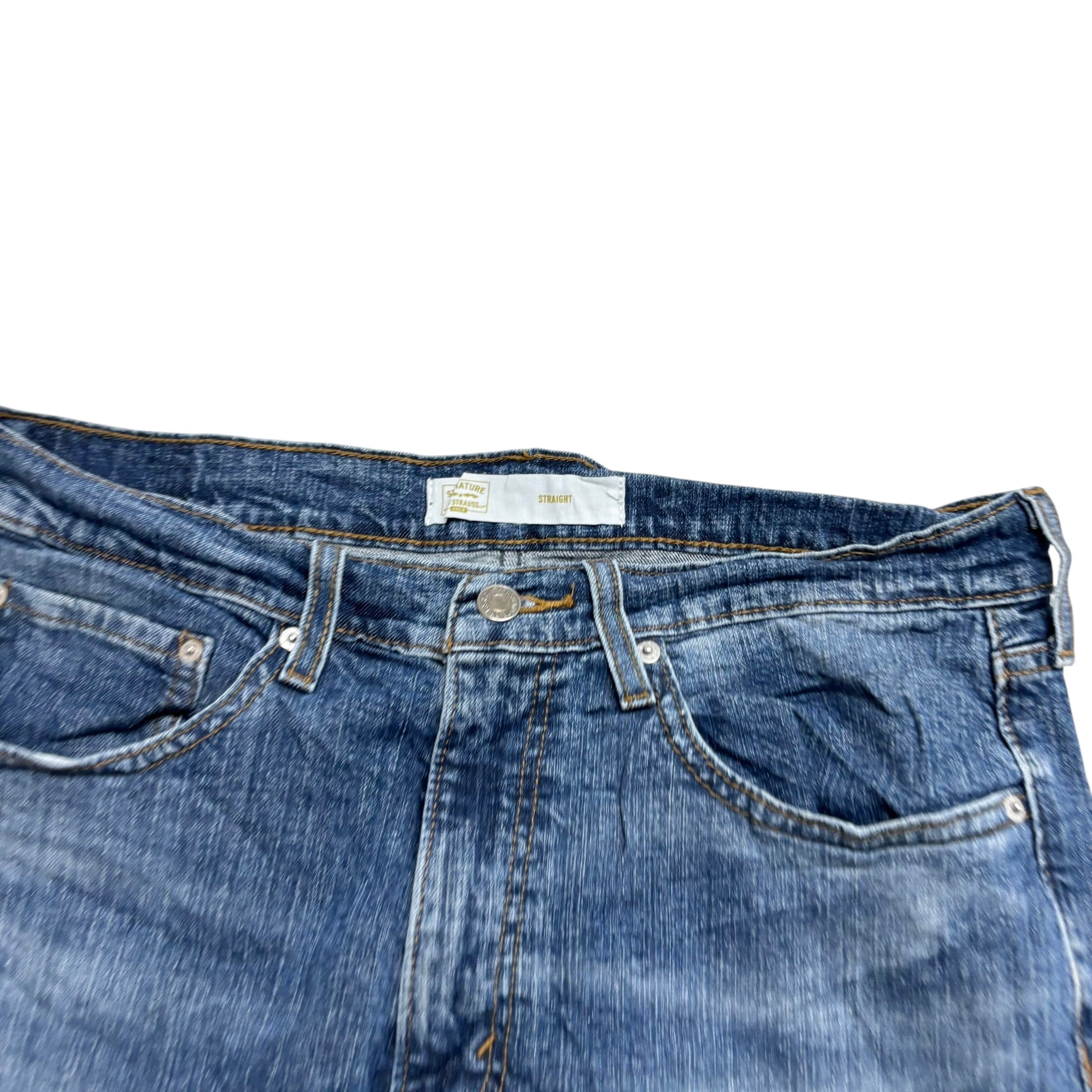 Levis Signature Jeans W34 L34 Mens Mid Blue Regular Straight Fit Stretch (E)