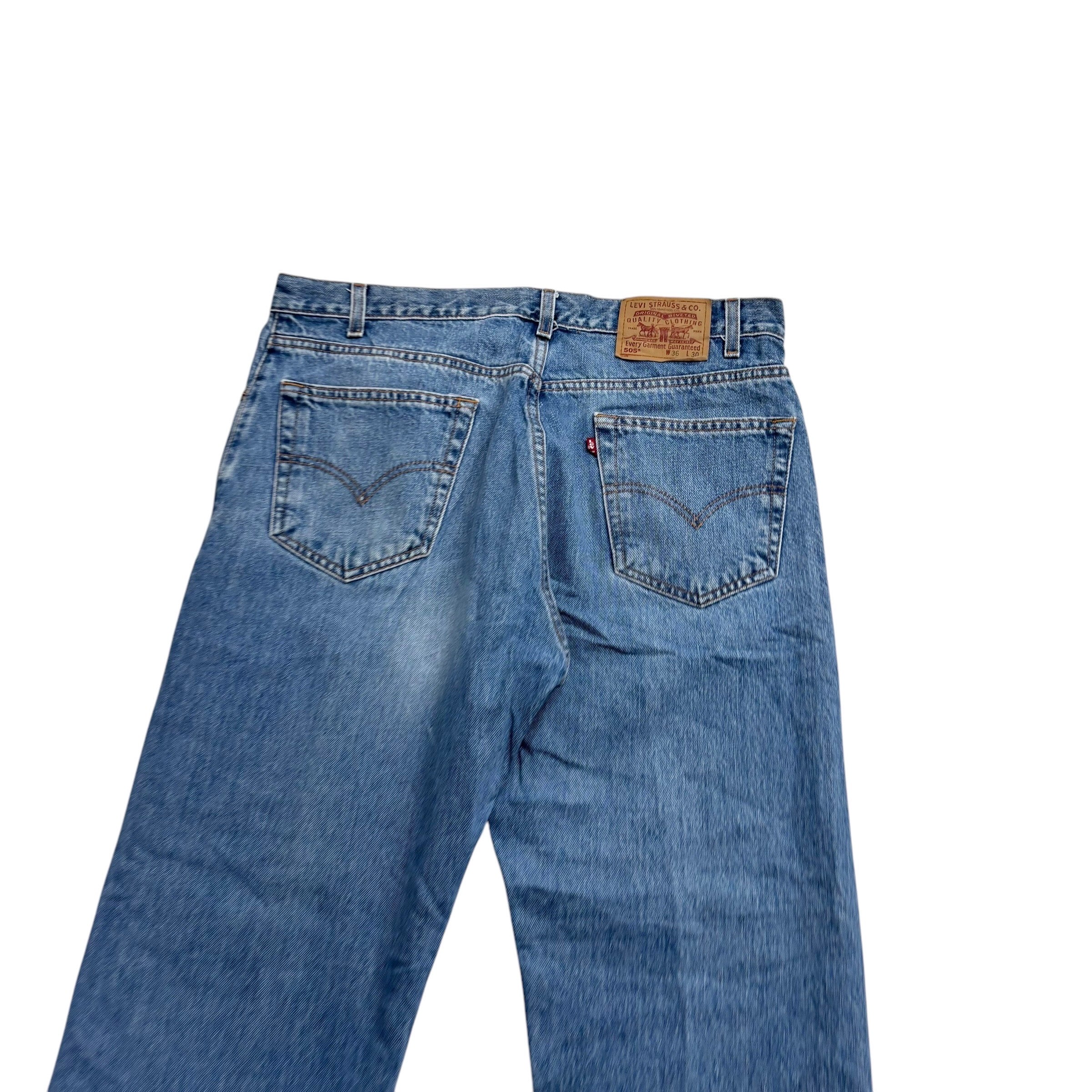Levis 505 Jeans W36 L29 Mens Mid Blue Regular Straight Fit Vintage Denim