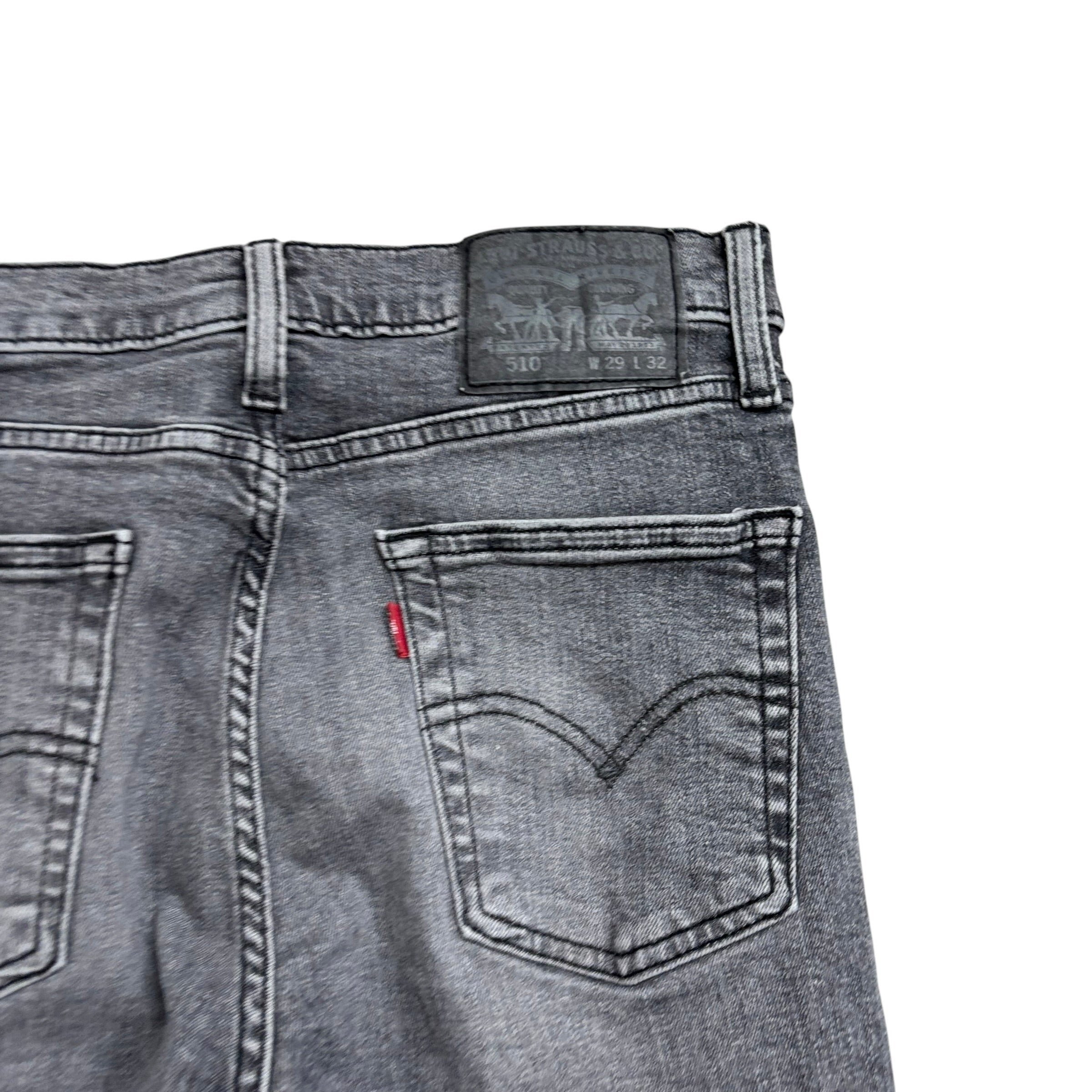 Levis 510 Jeans W28 L32 Mens Grey Skinny Fit Stretch Denim (E)