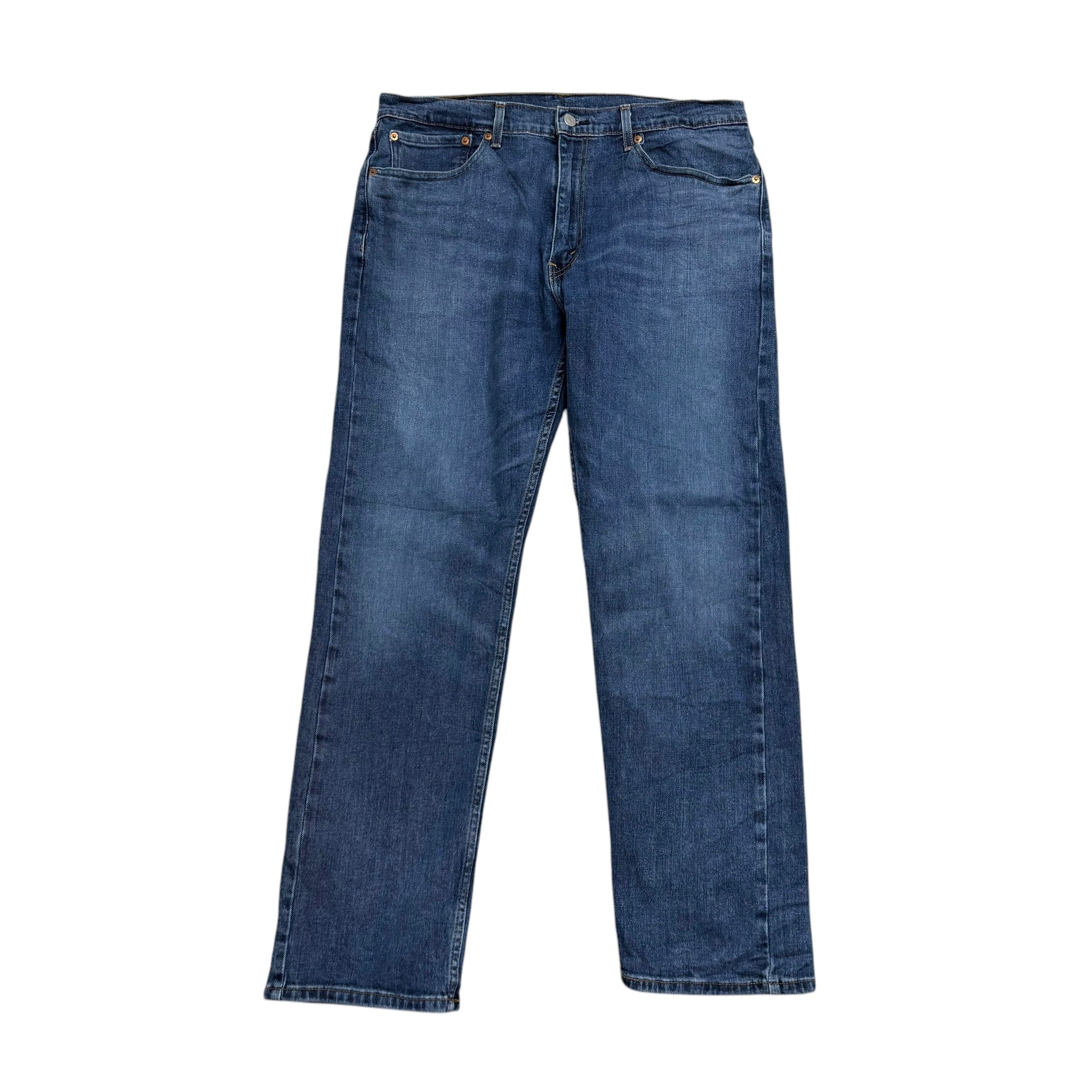 Levis 505 Jeans W36 L32 Mens Mid Blue Regular Straight Fit Stretch Denim (E)