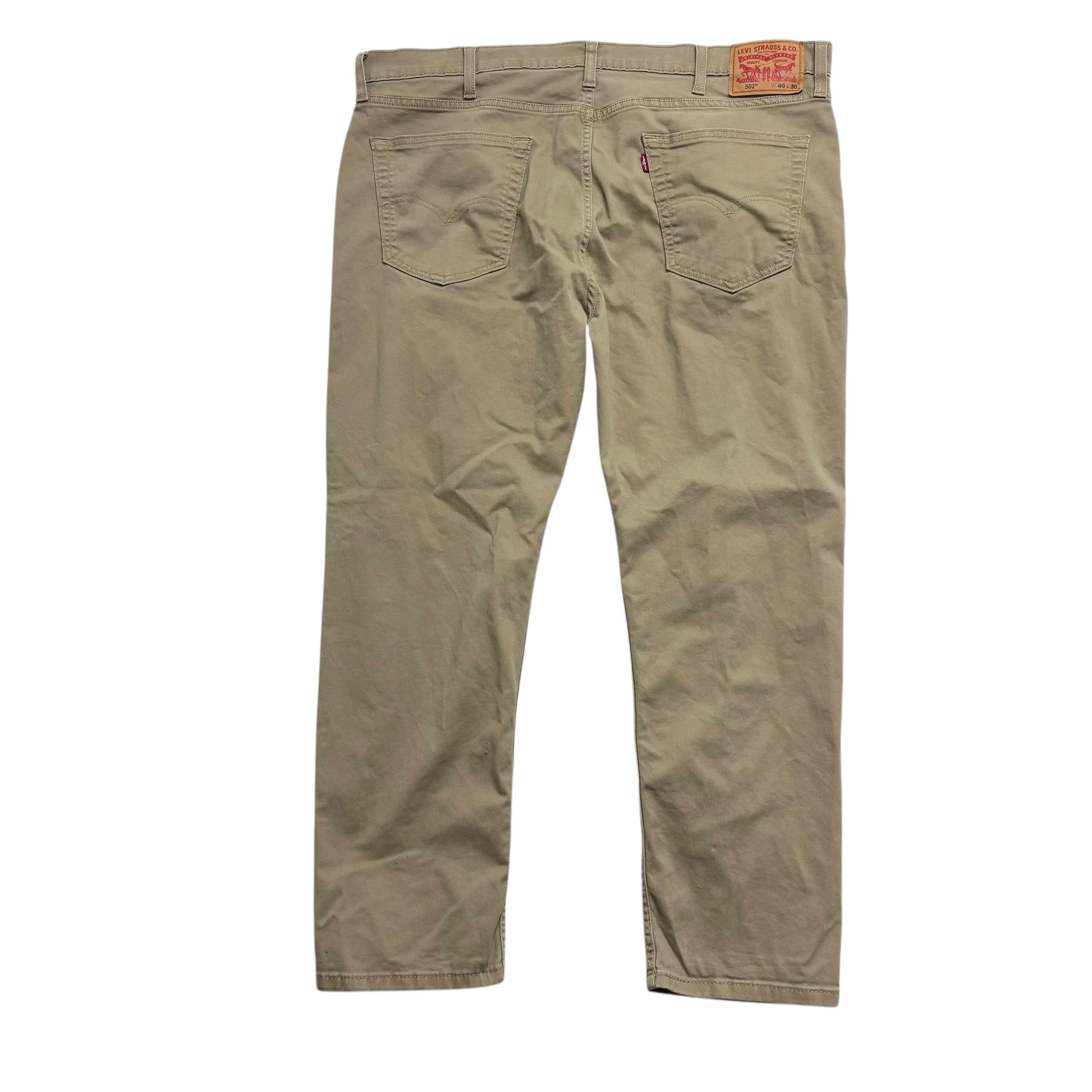 Levis 502 Trousers W40 L30 Mens Beige Regular Tapered Fit Stretch Pants (E)