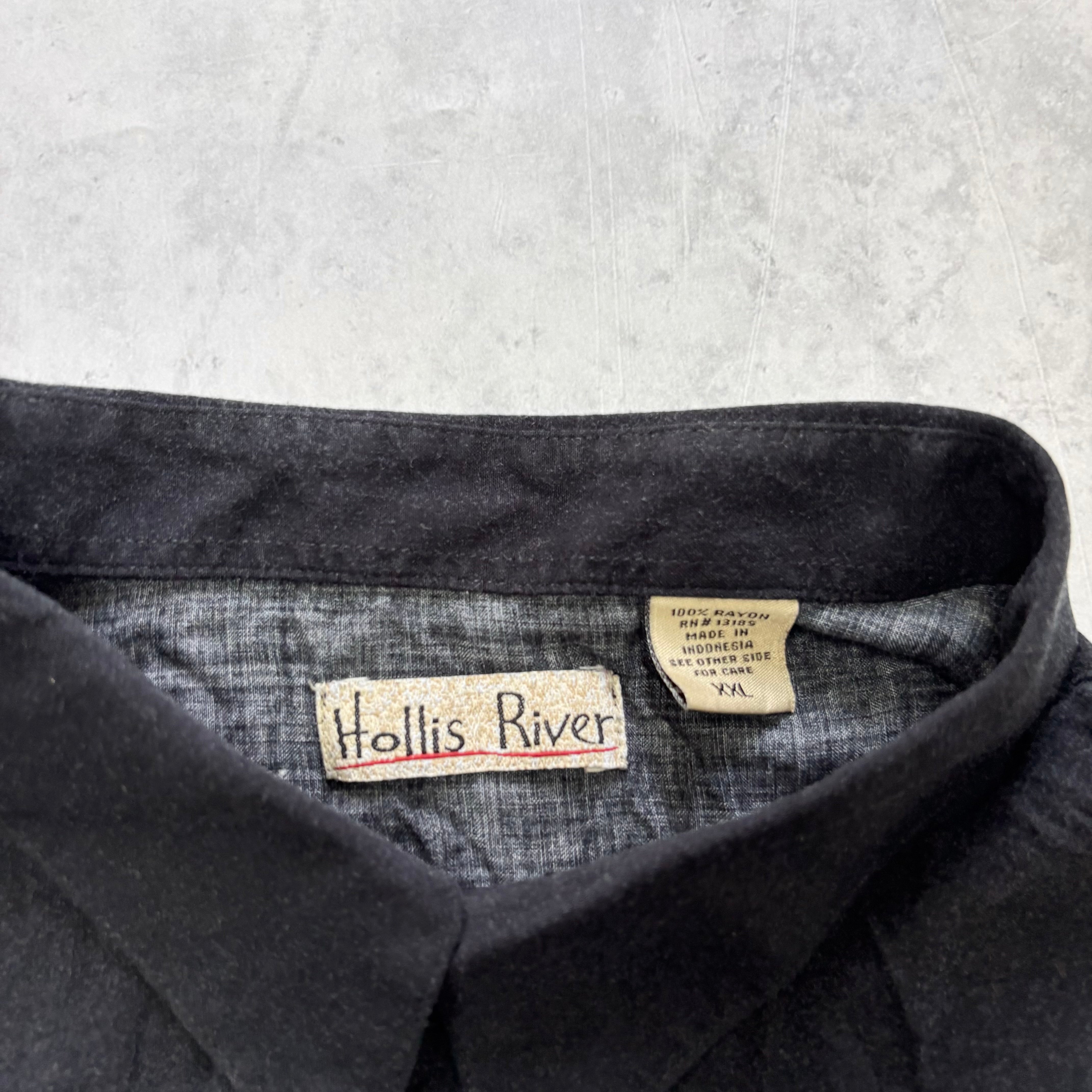 Vintage Hawaiian Shirt Mens XXL Black Floral Aloha Rayon Short Sleeve