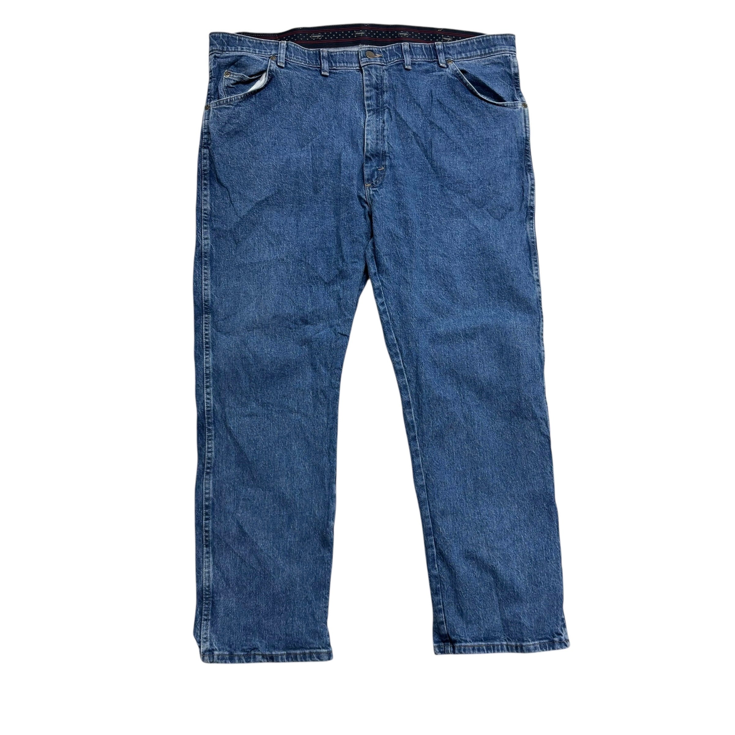 Wrangler Jeans W44 L29 Mens Mid Blue Regular Straight Fit Stretch Denim (E)