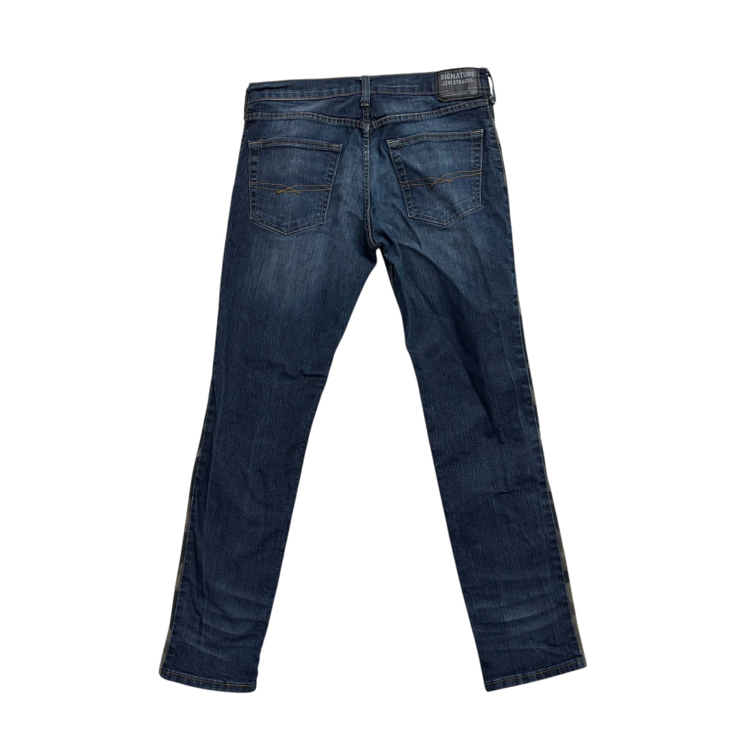 Levis Signature Jeans W32 L32 Mens Dark Blue Slim Straight Fit Stretch Denim (E)