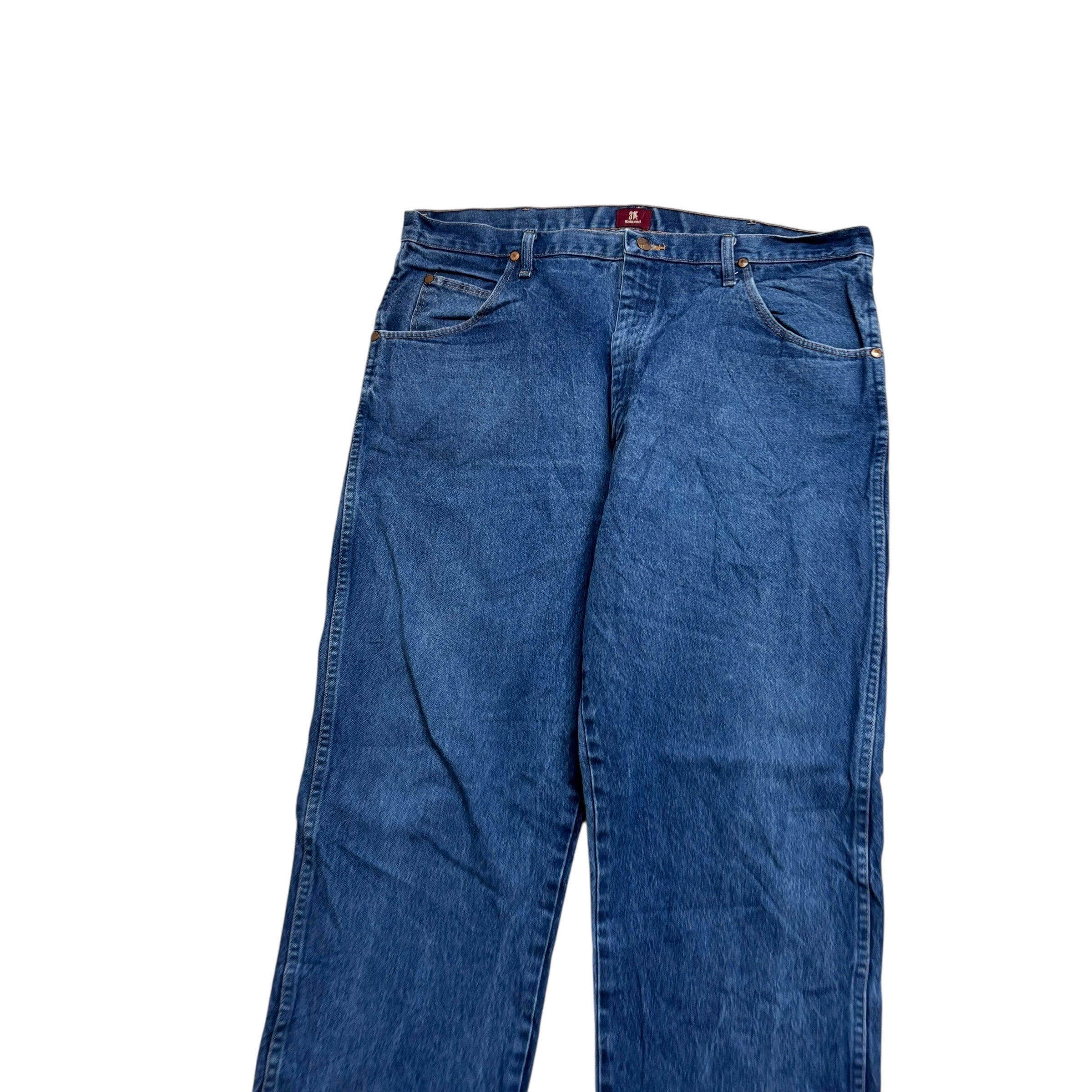 Wrangler Jeans Cowboy Cut W40 L32 Mens Mid Blue 31MWZ Relaxed Fit Denim (E)