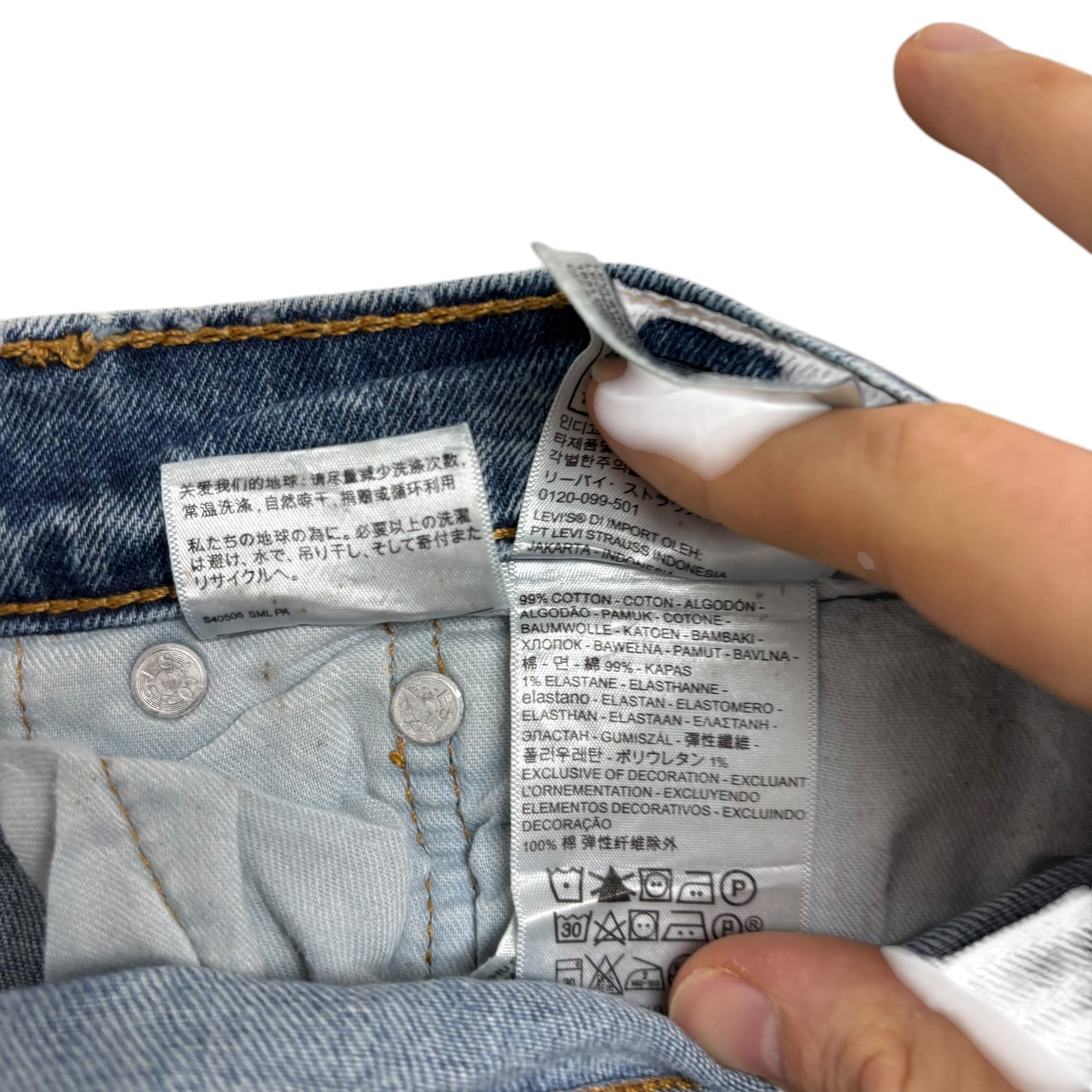 Levis 505 Jeans W34 L31 Mens Light Blue Regular Straight Fit Stretch Denim (E)