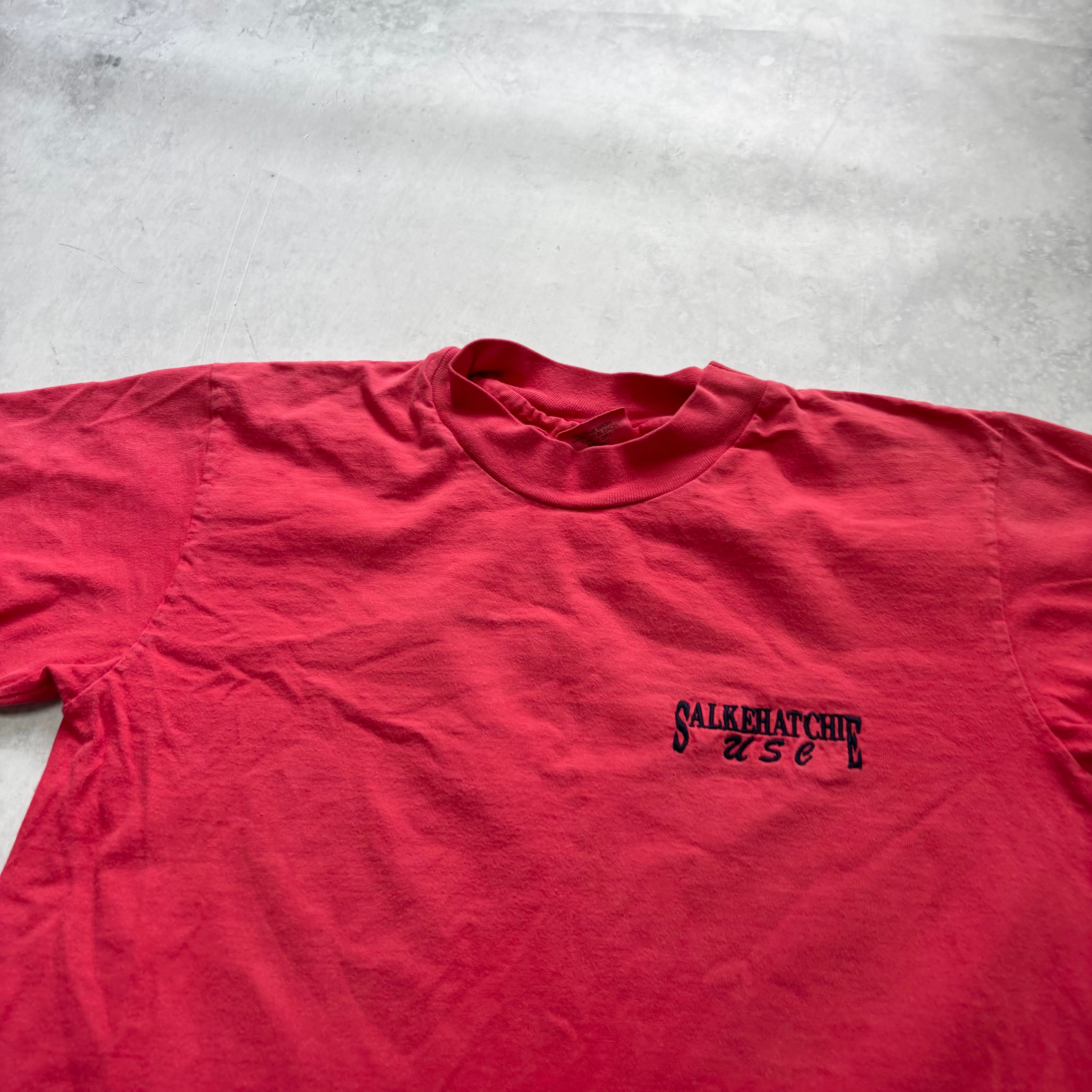 Vintage T Shirt Mens Small Pink Single Stitch Graphic Print 90s College (E)