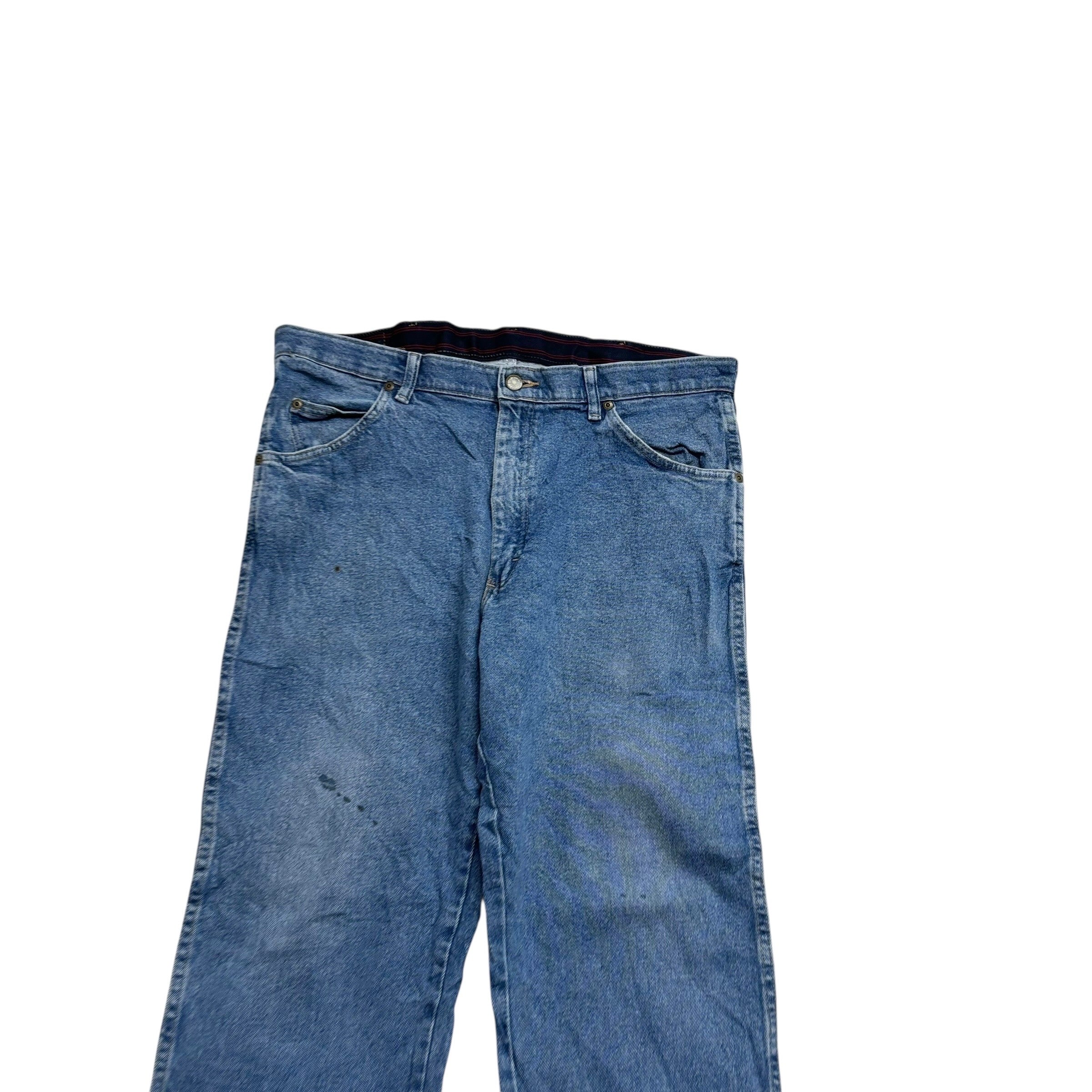 Wrangler Jeans W36 L29 Mens Mid Blue Regular Straight Fit Stretch Denim