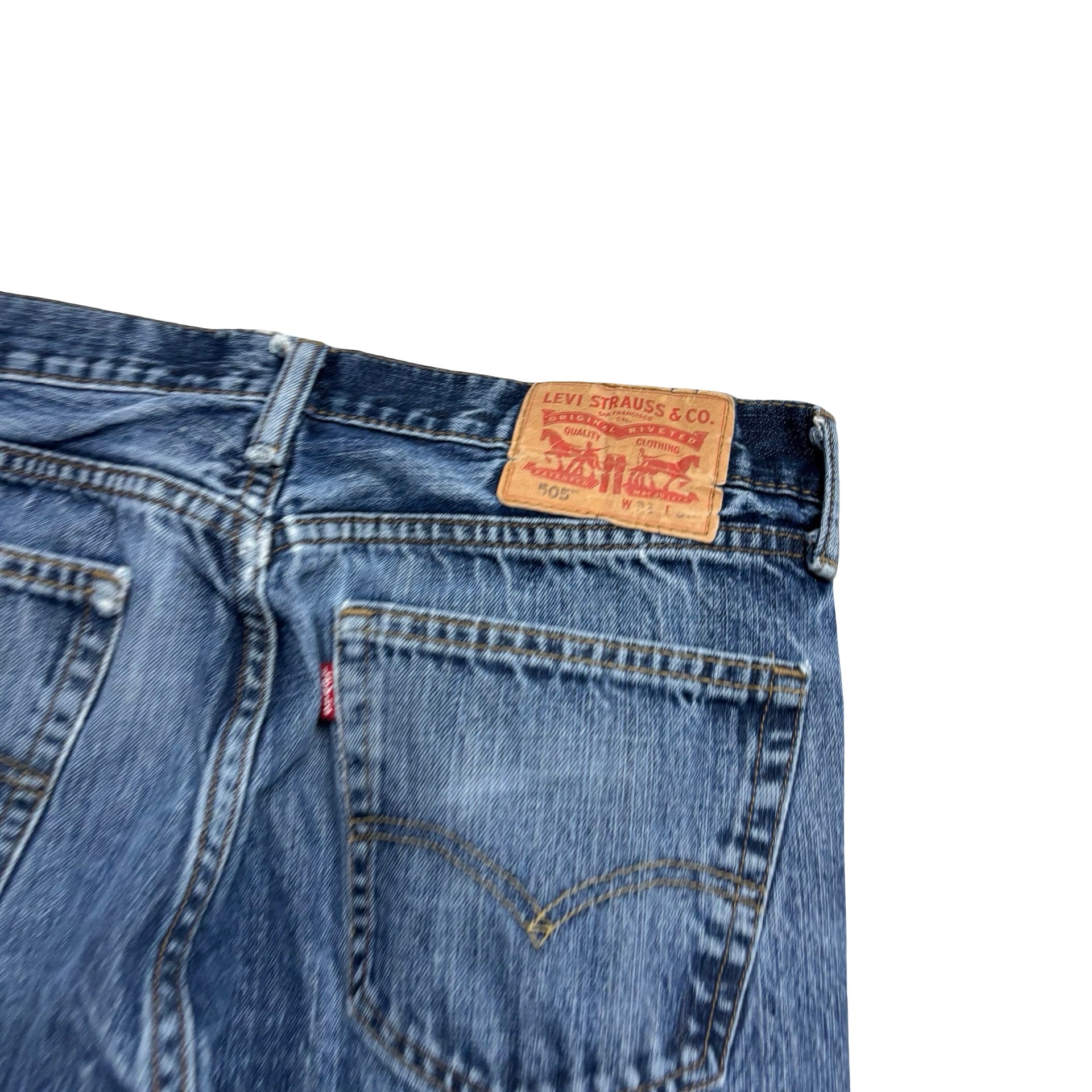 Levis 505 Jeans W30 L29 Mens Mid Blue Regular Straight Fit Denim (F)