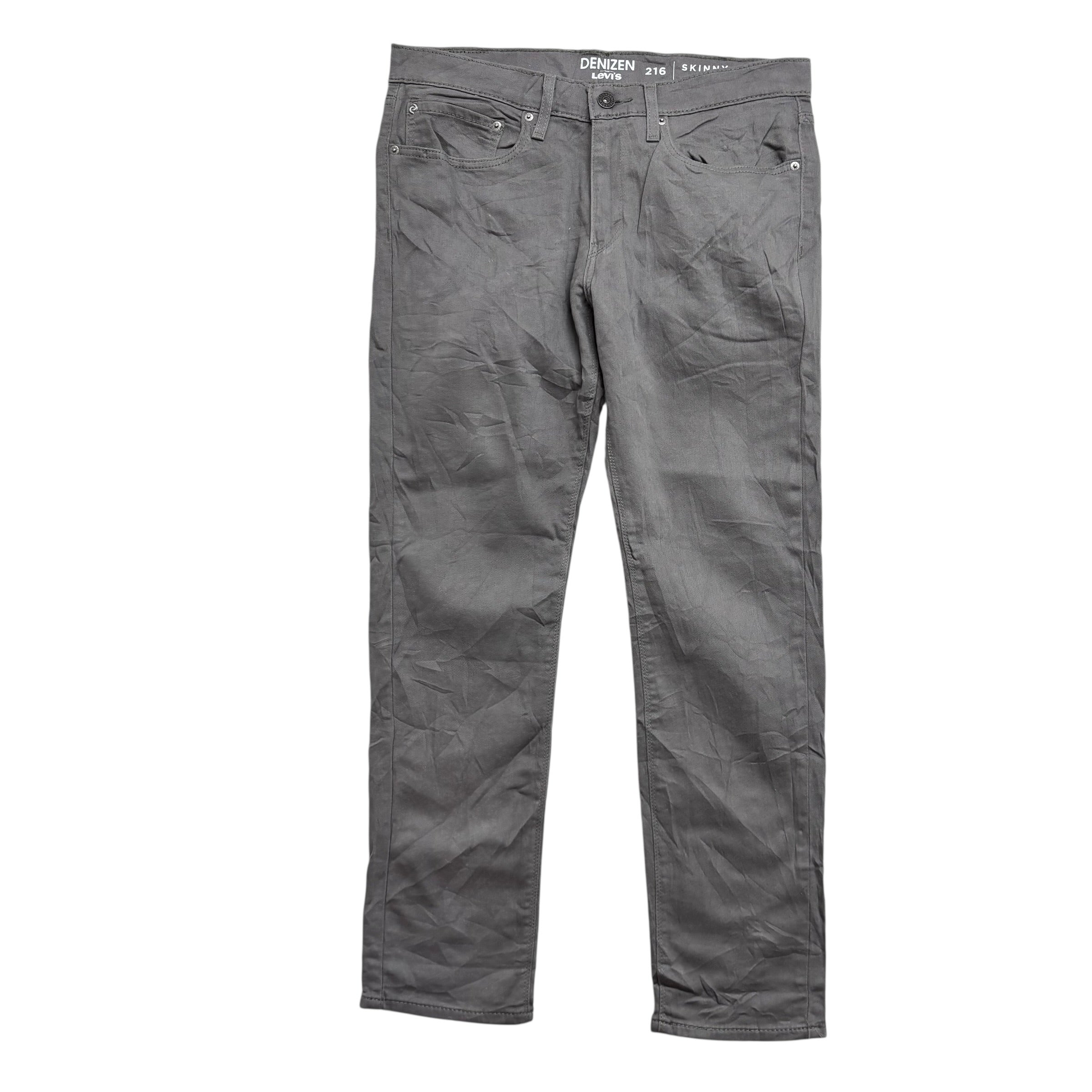 Levis Denizen Jeans W34 L30 Mens Grey Skinny Fit Stretch Denim (E)