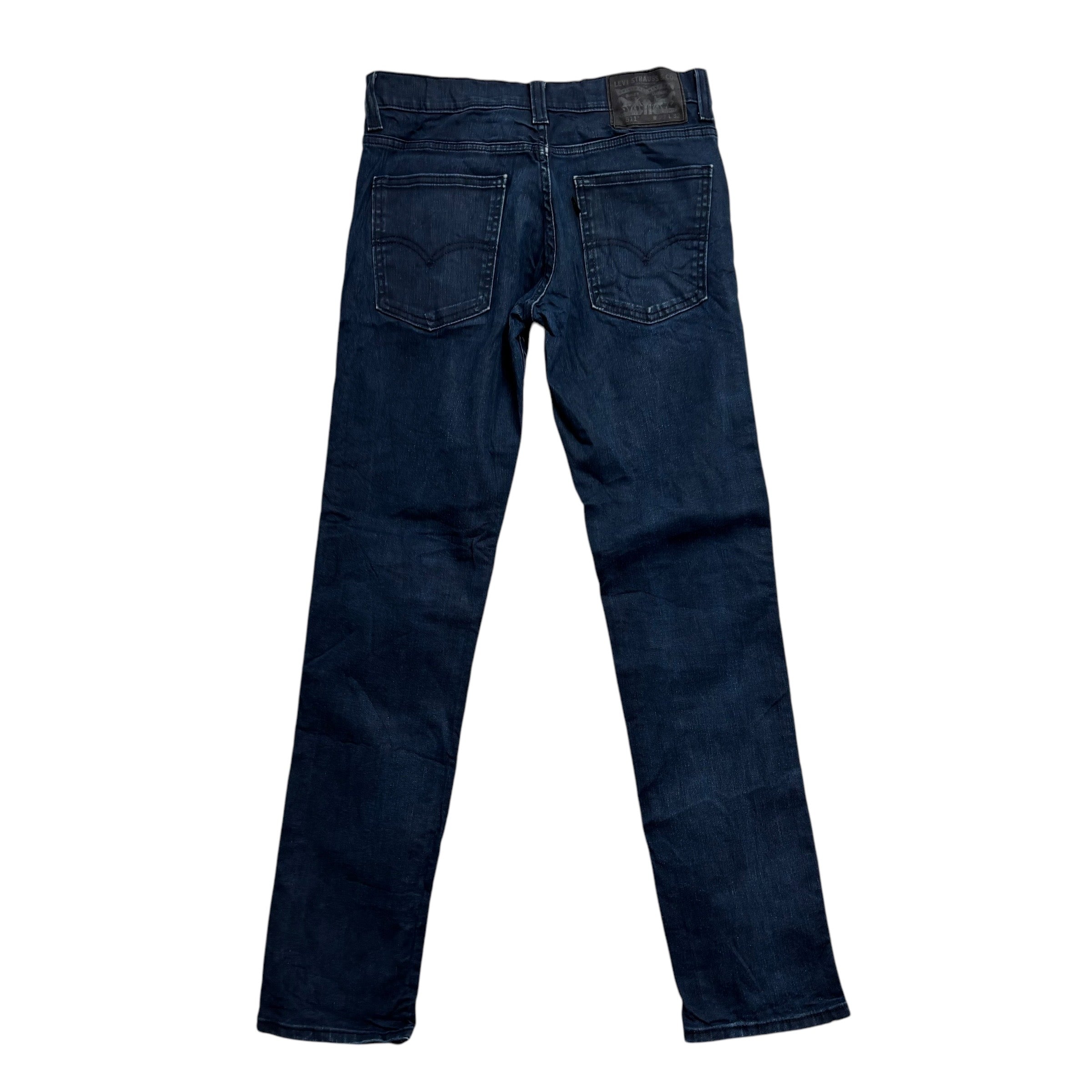 Levis 511 Jeans W29 L31 Mens Navy Blue Slim Fit Stretch Waxed Denim (E)