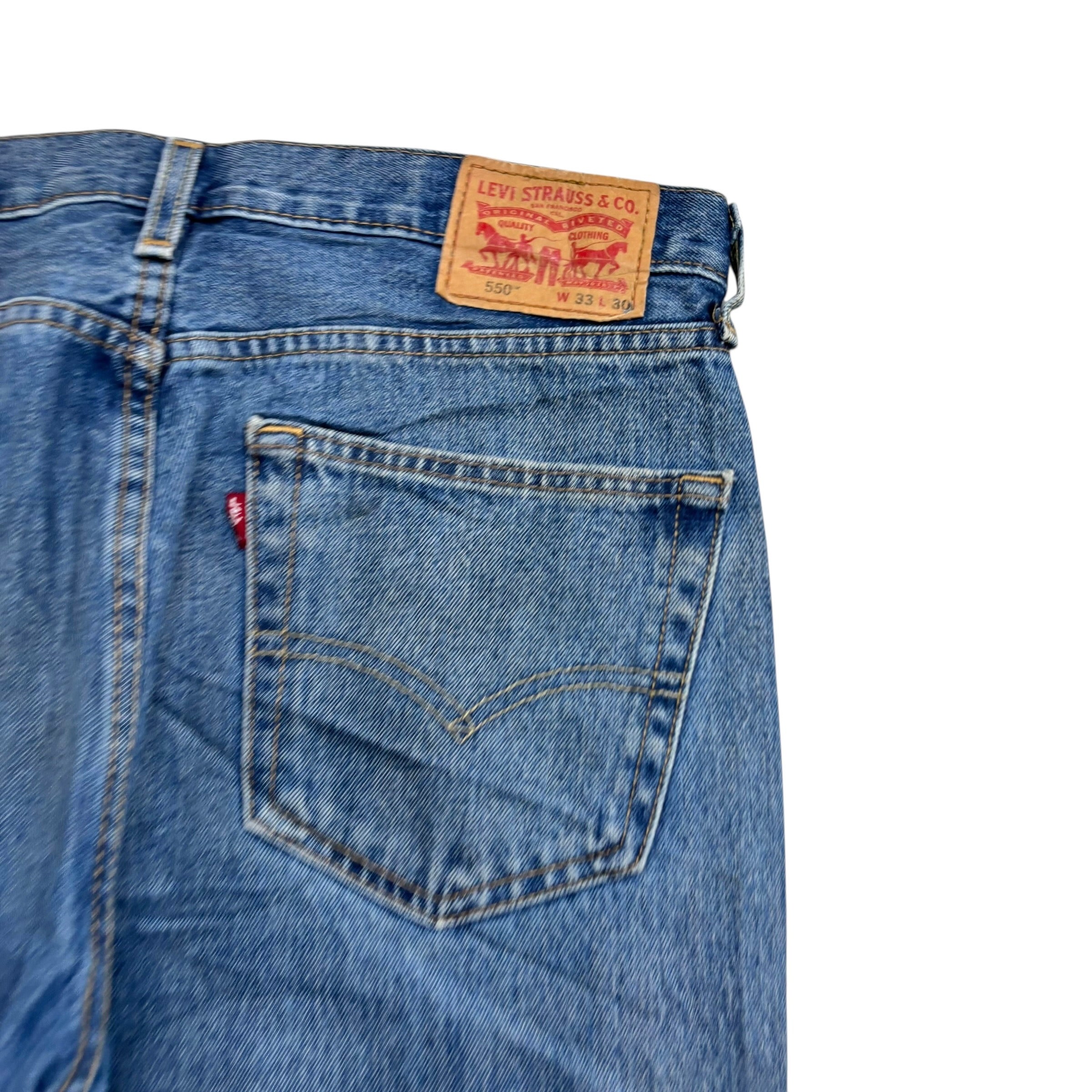 Levis 550 Jeans W33 L30 Mens Mid Blue Baggy Relaxed Straight Fit Denim (E)