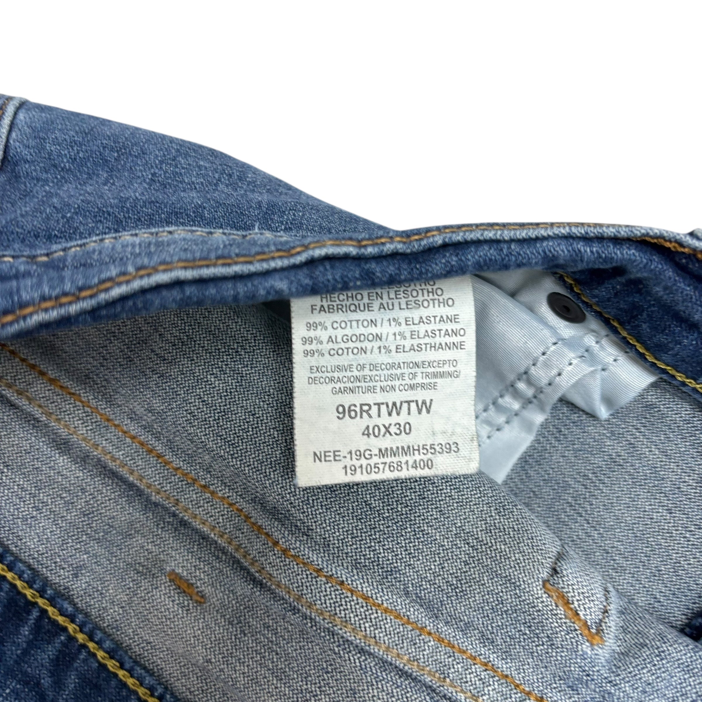 Wrangler Jeans W38 L30 Mens Mid Blue Regular Tapered Fit Stretch Denim (E)