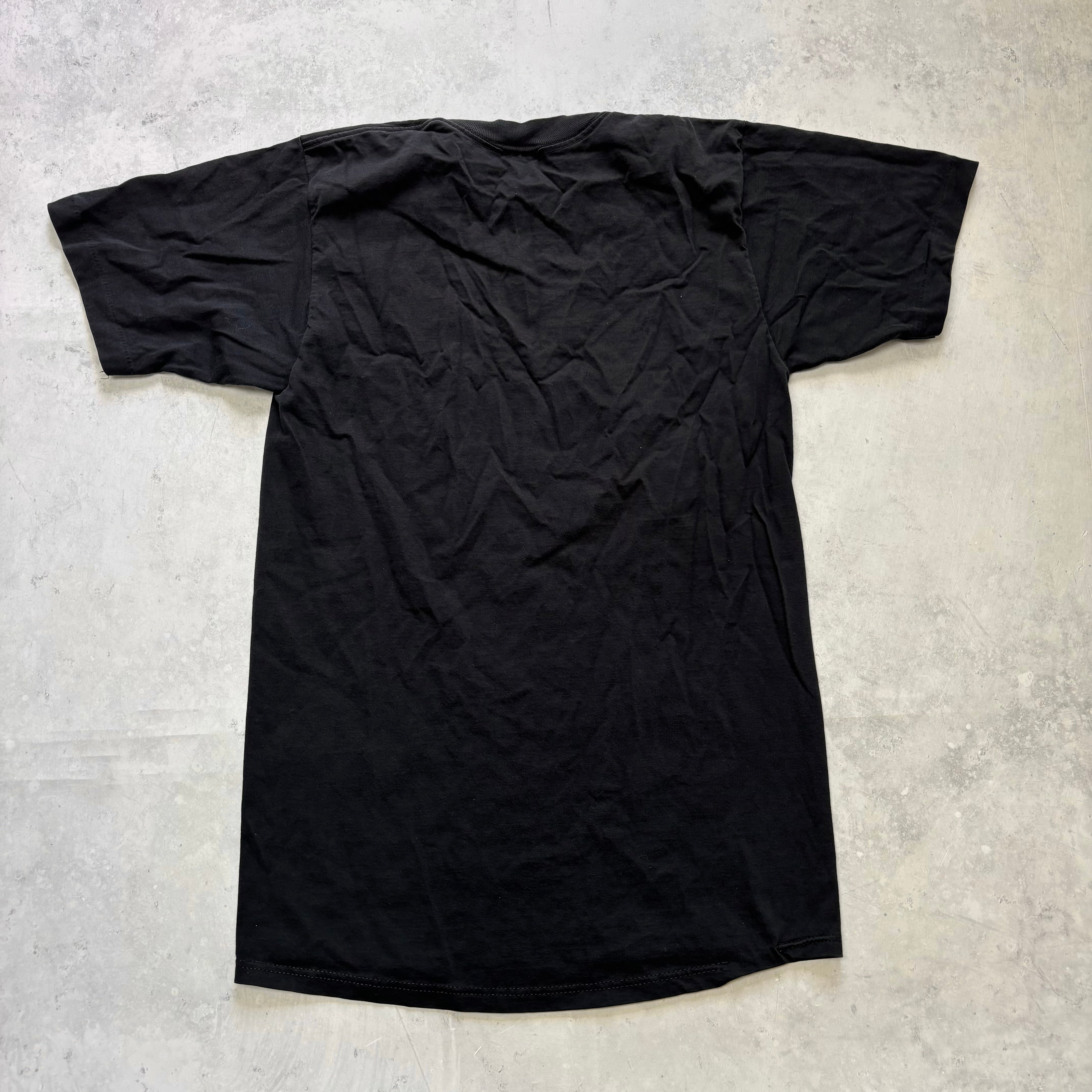 Vintage T Shirt Mens Small Black Single Stitch Graphic Print 80s USA Tourist (E)