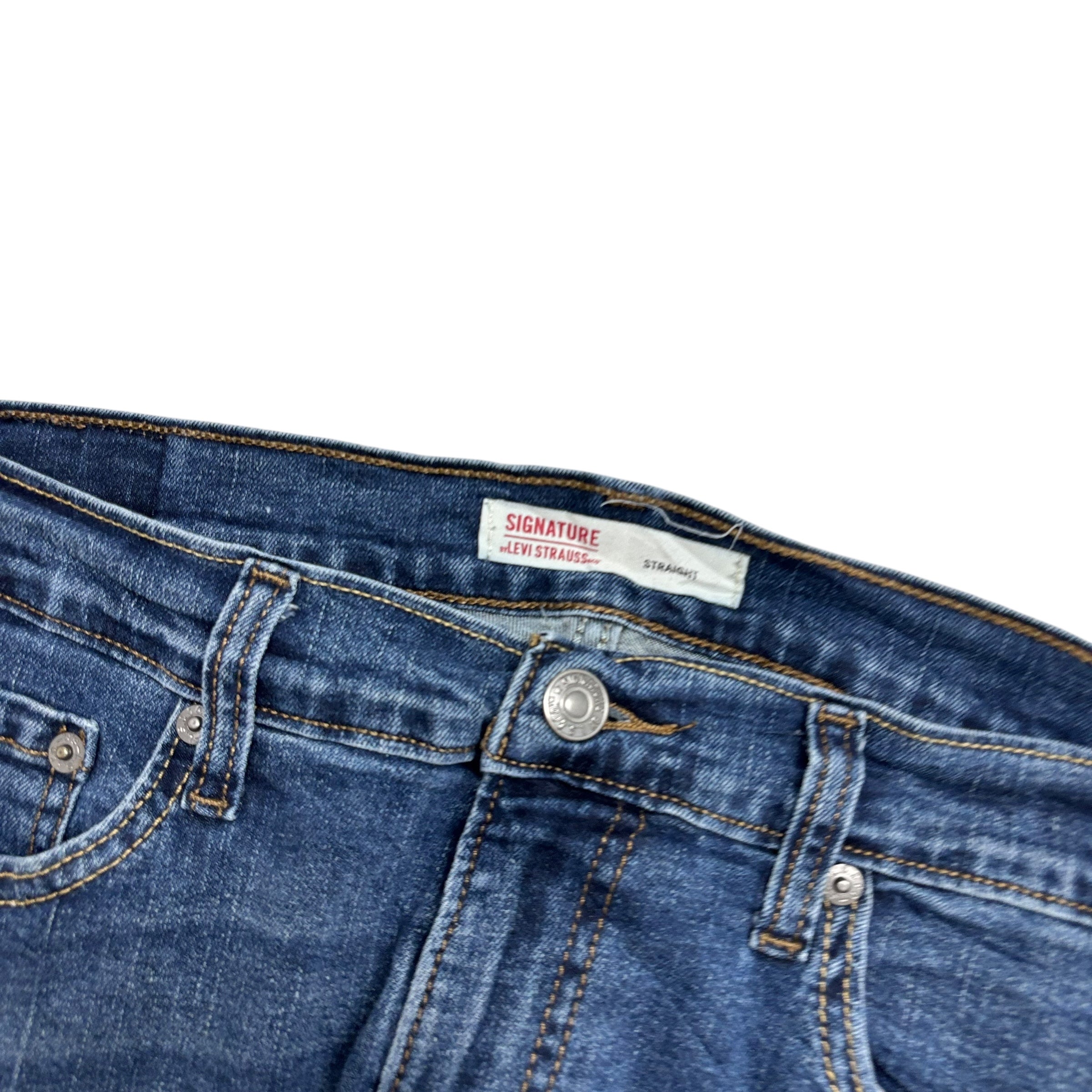 Levis Signature Jeans W32 L32 Mens Mid Blue Slim Straight Fit Stretch Denim (E)