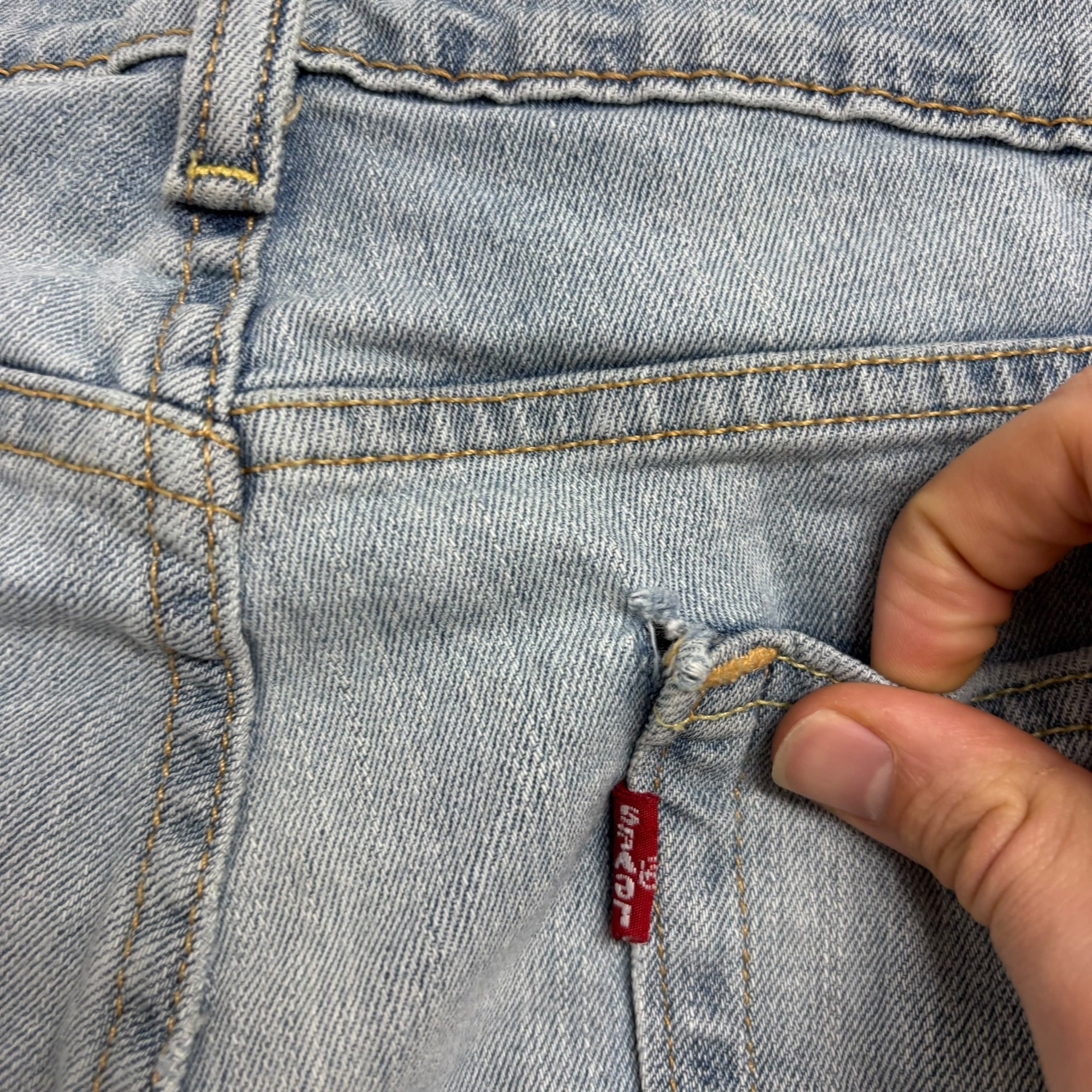 Levis 505 Jeans W36 L30 Mens Light Blue Regular Straight Fit Stretch Denim