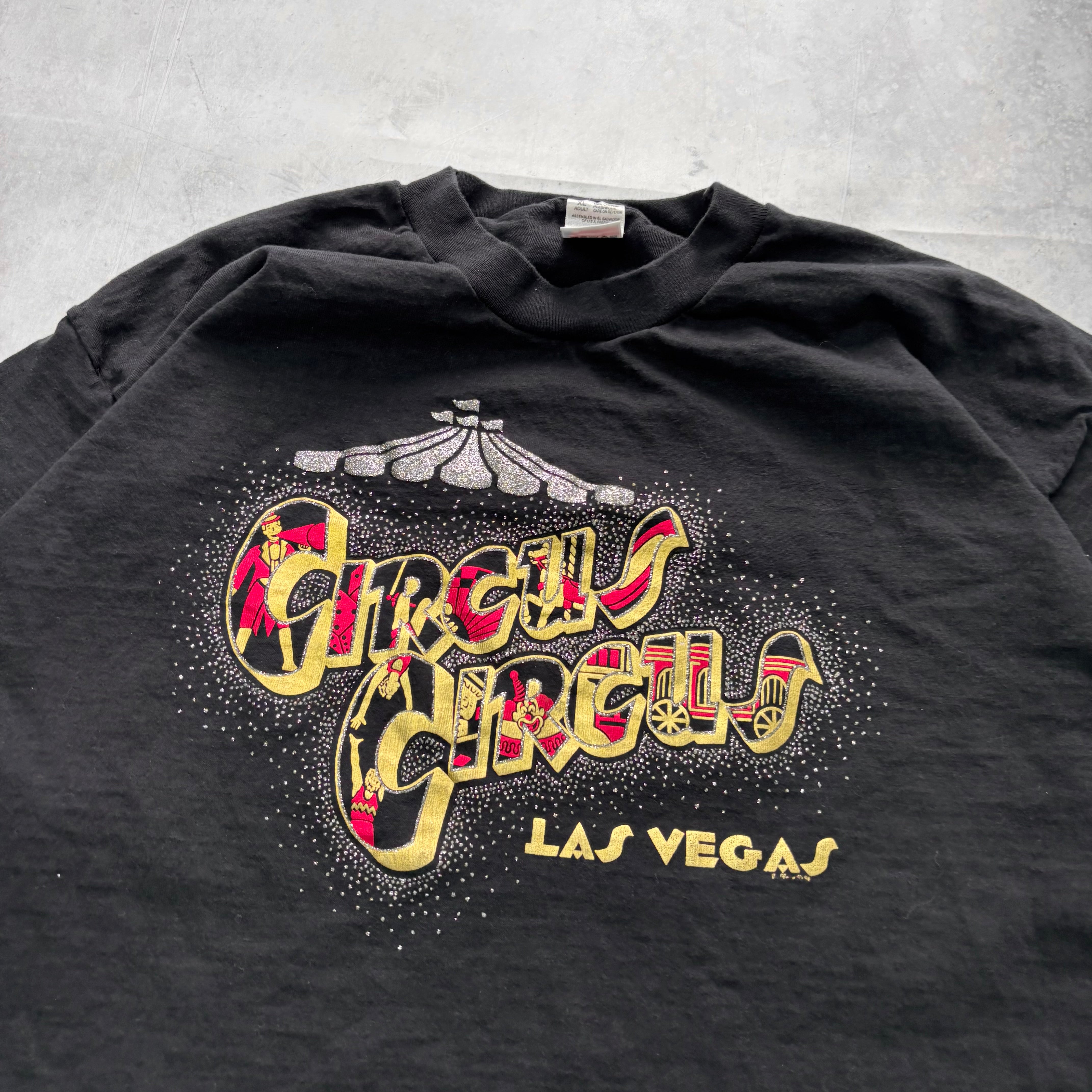Vintage T Shirt Mens XL Black Single Stitch Graphic Print 90s Circus (E)