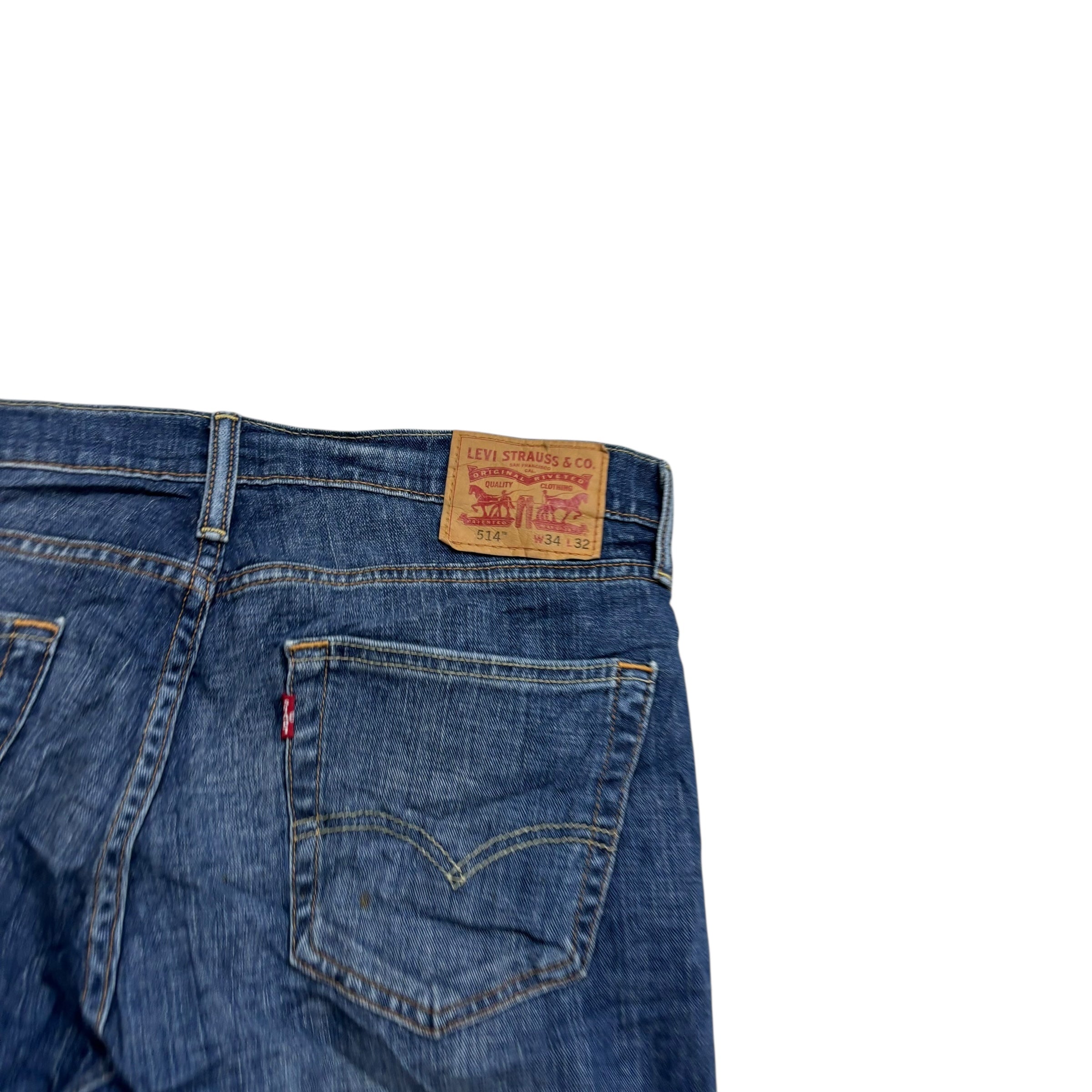 Levis 514 Jeans W36 L32 Mens Mid Blue Regular Straight Fit Stretch Denim