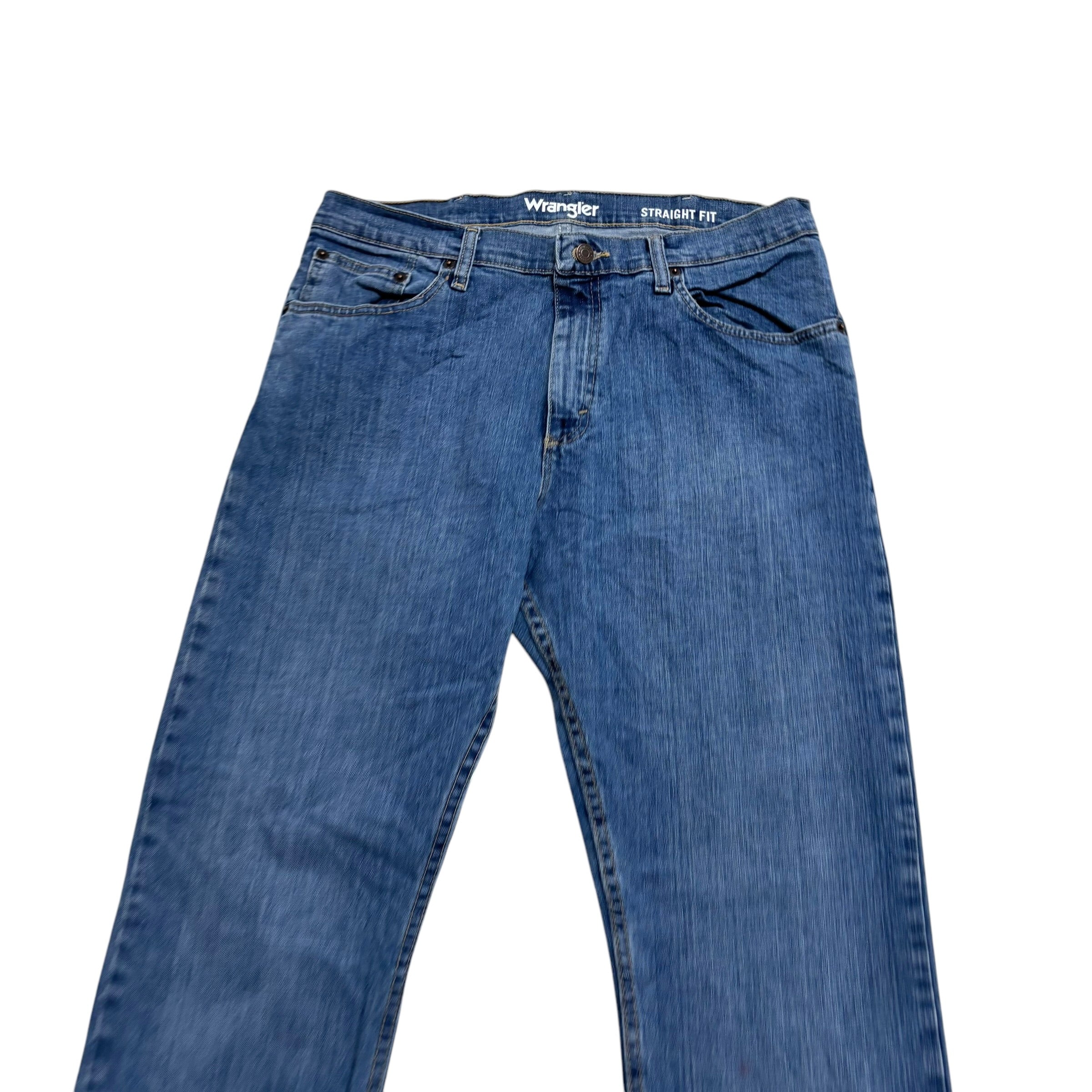 Wrangler Jeans W34 L30 Mens Mid Blue Regular Straight Fit Stretch Denim