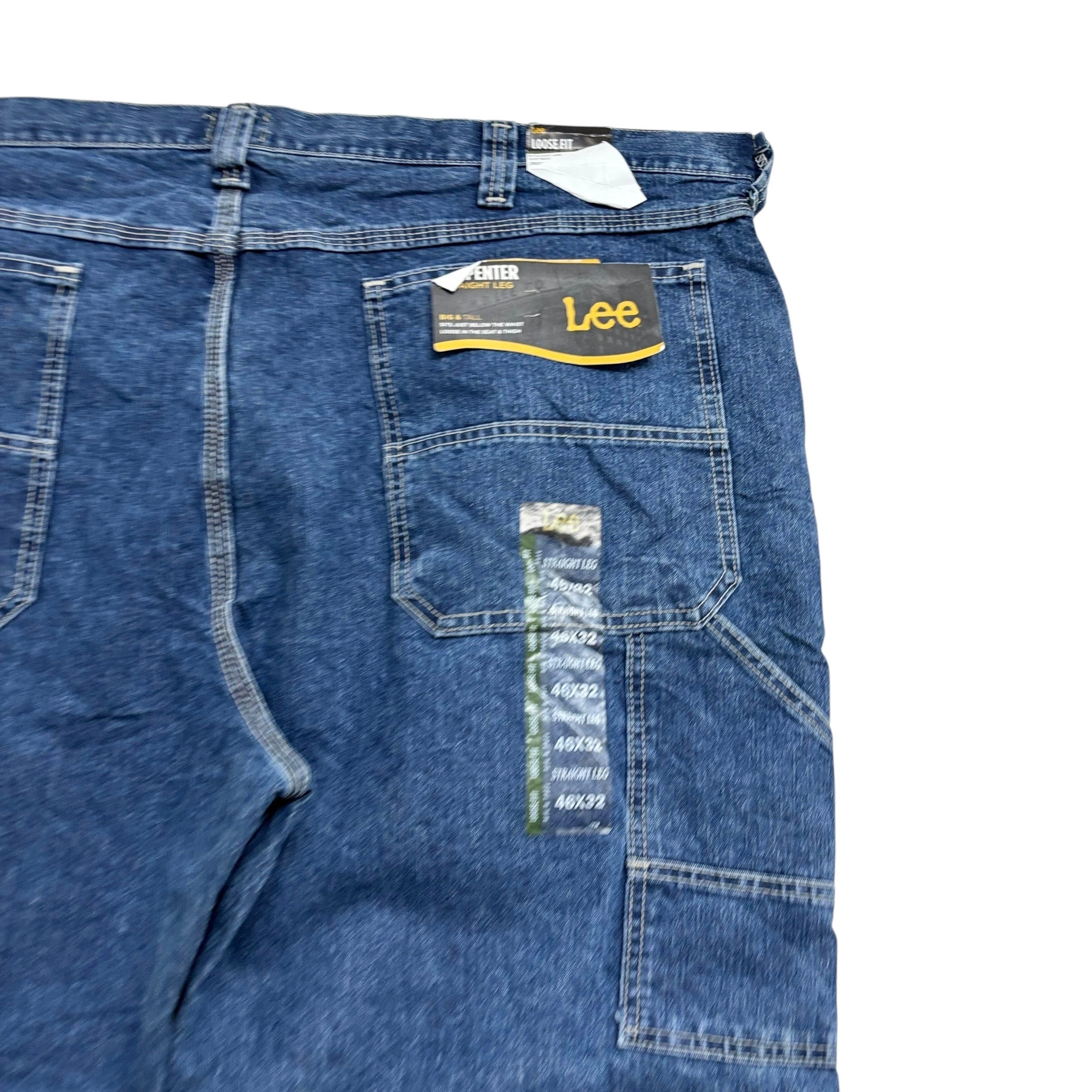Lee Carpenter Jeans W46 L32 Mens Mid Blue Baggy Relaxed Straight Fit Denim (E)