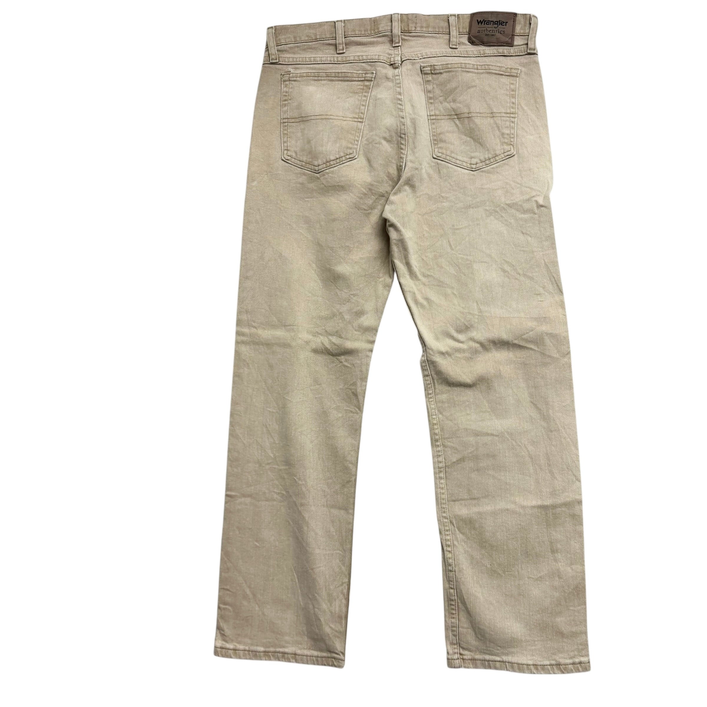 Wrangler Jeans W34 L29 Mens Cream Regular Straight Fit Stretch Denim
