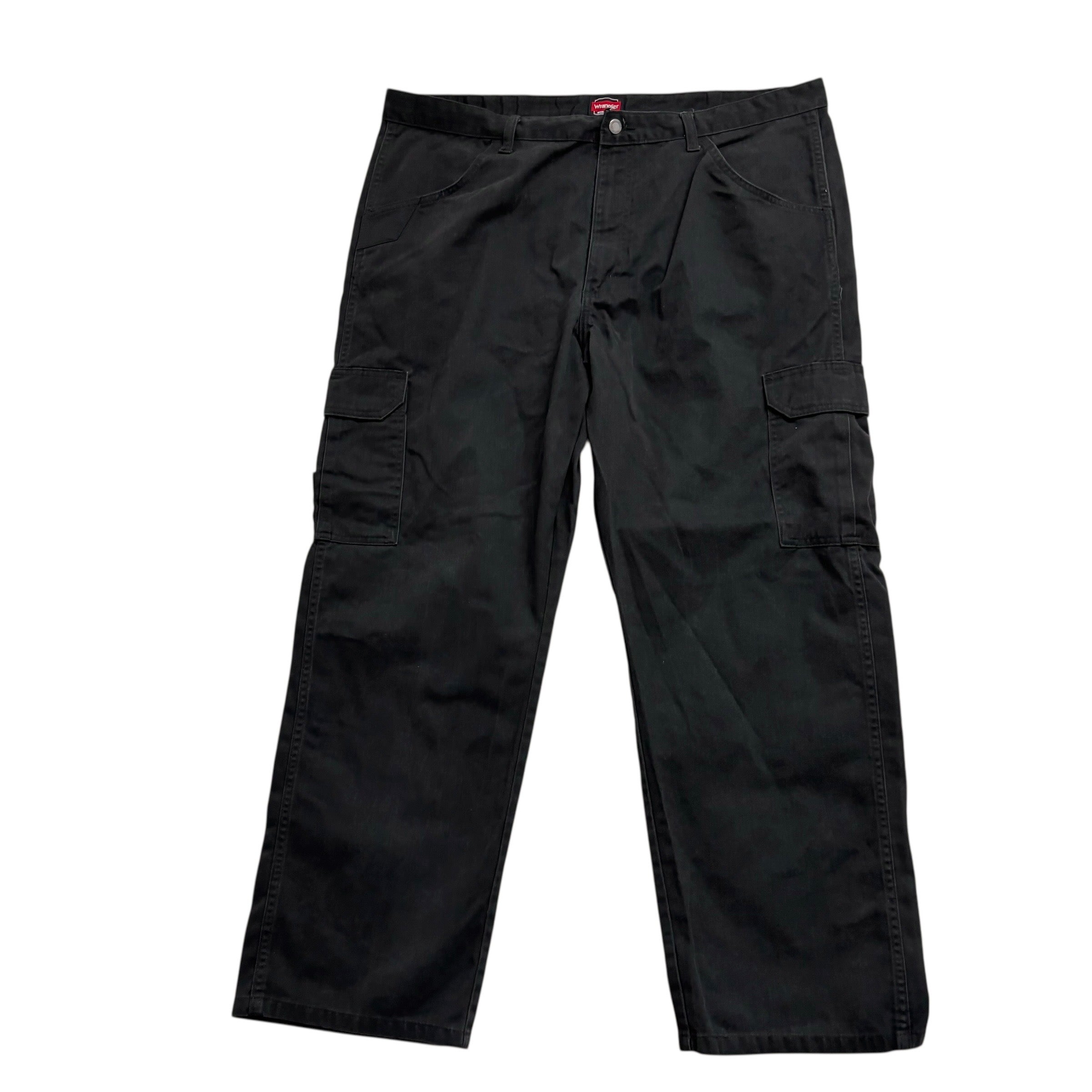 Wrangler Cargo Pants W40 L30 Mens Black Relaxed Straight Fit Trousers (F)