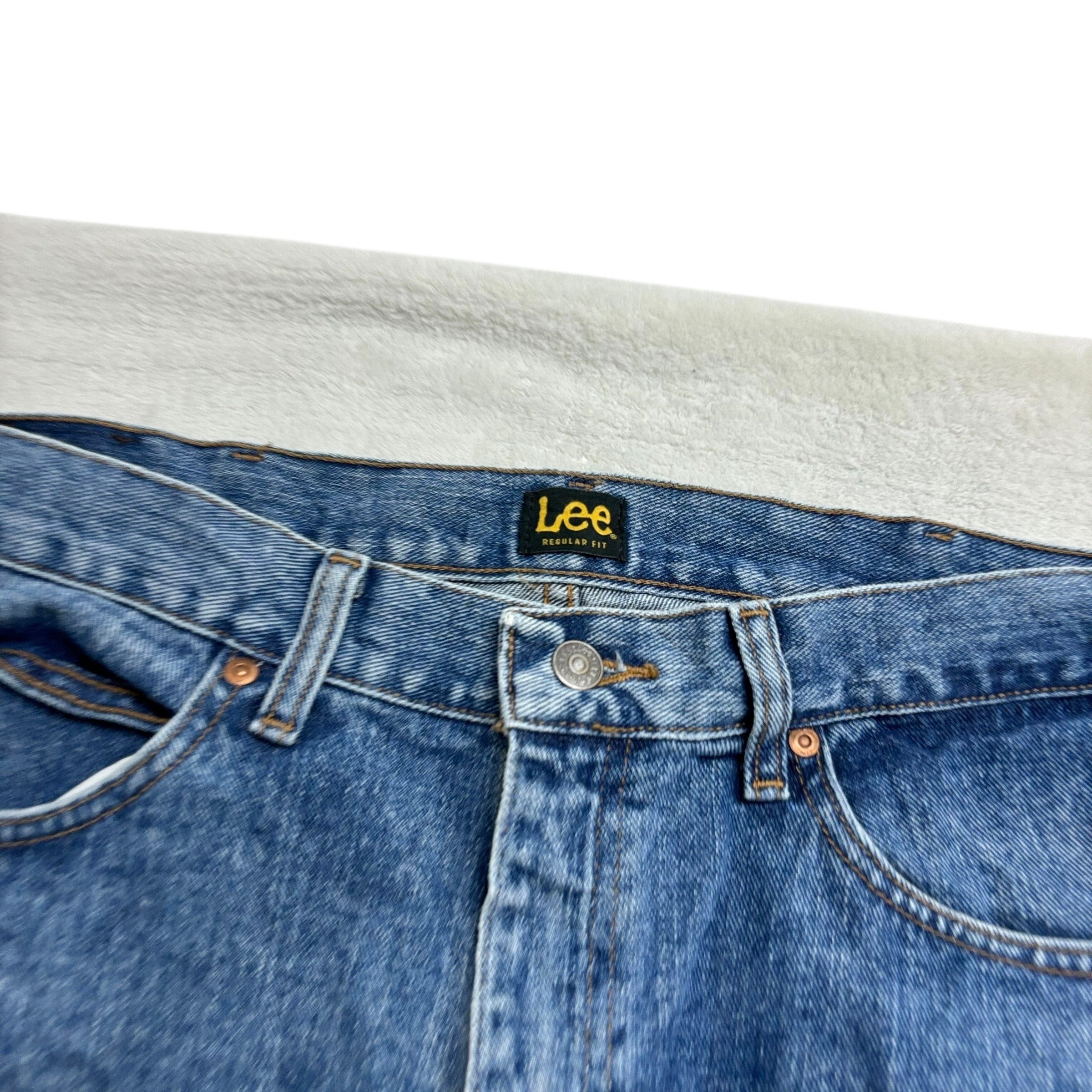 Lee Jeans W36 L29 Mens Regular Straight Fit Mid Blue Vintage Denim (E)