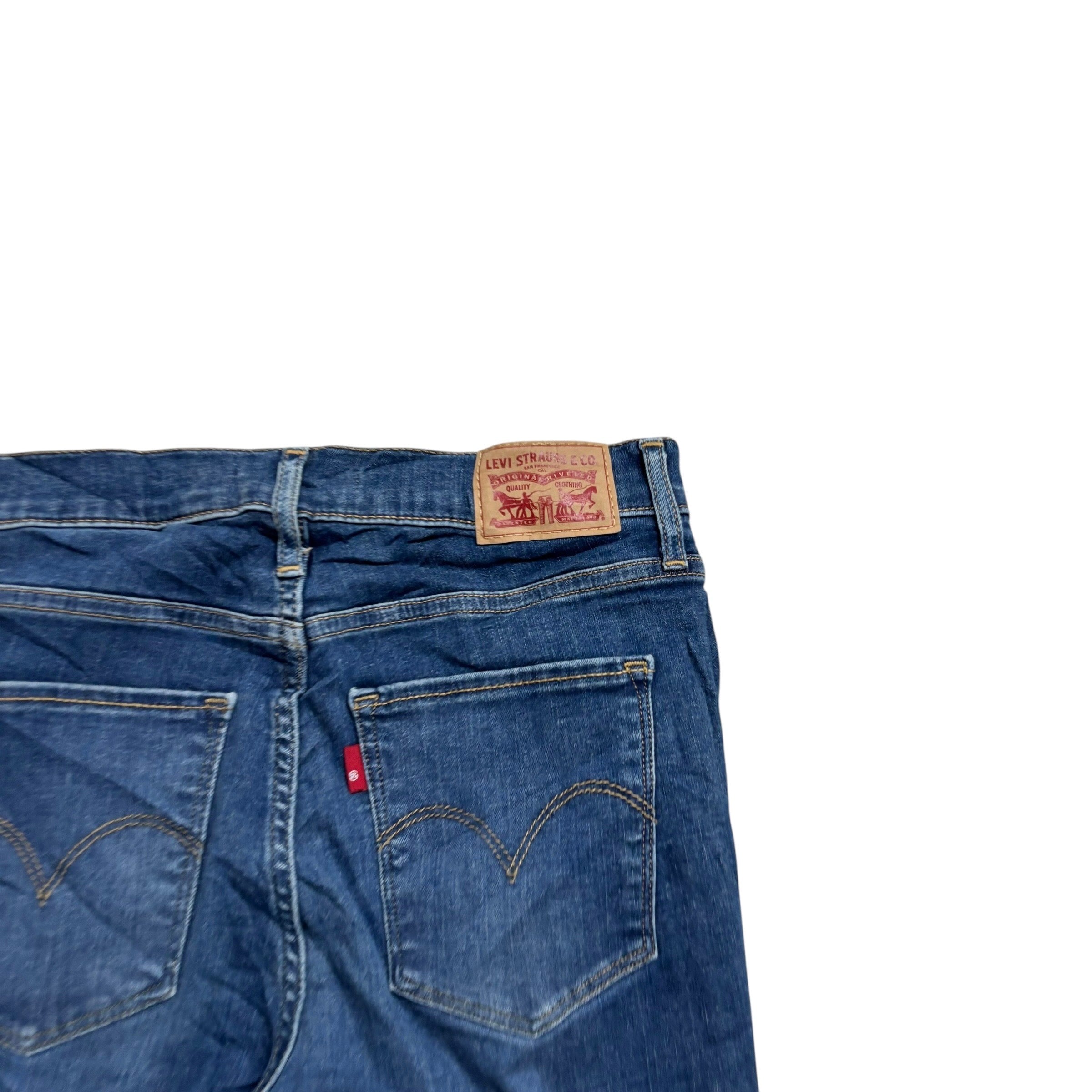 Levis 720 Jeans W26 L28 Womens High Rise Super Skinny Mid Blue Stretch Denim (E)