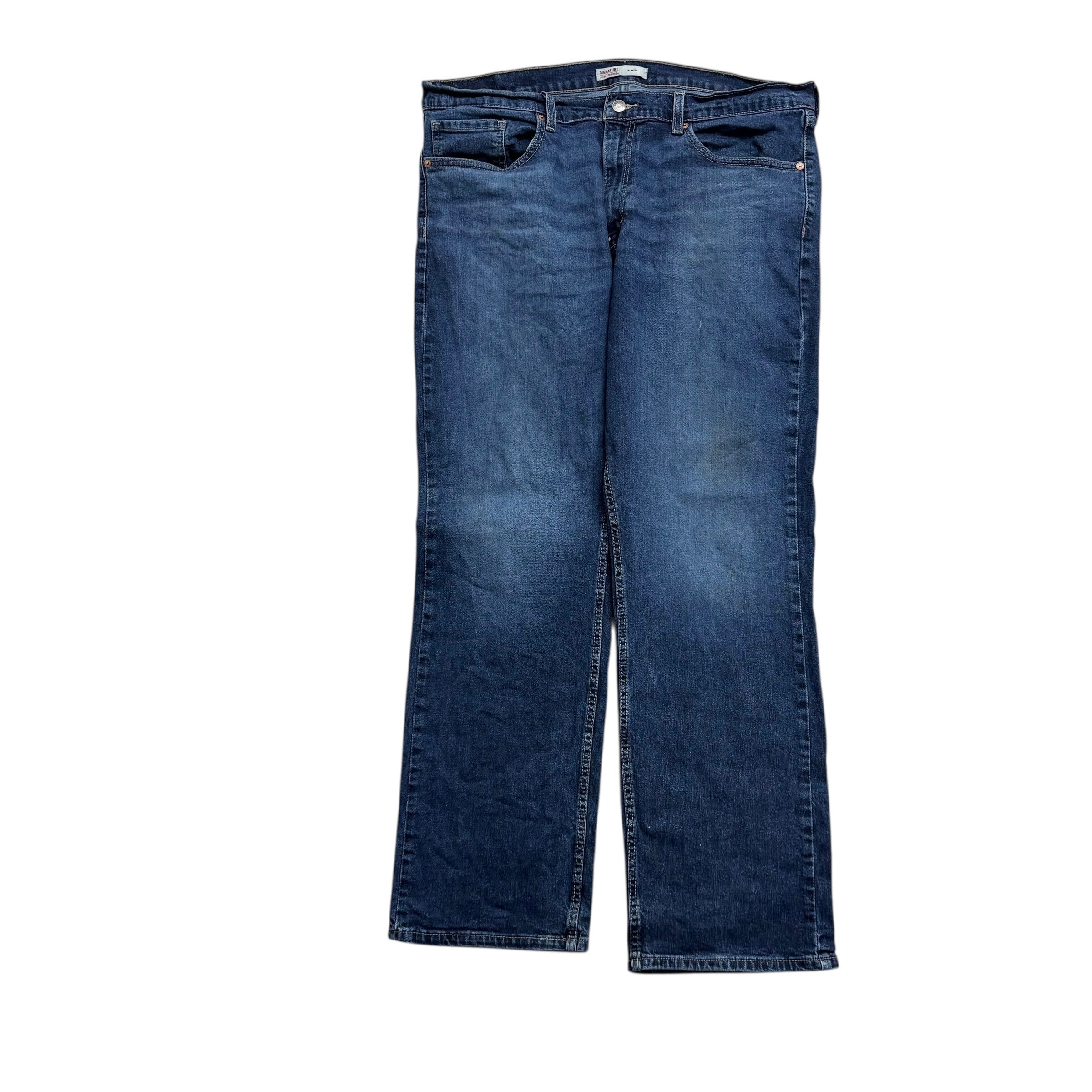 Levis Signature Jeans W38 L32 Mens Dark Blue Relaxed Fit Stretch Denim (F)