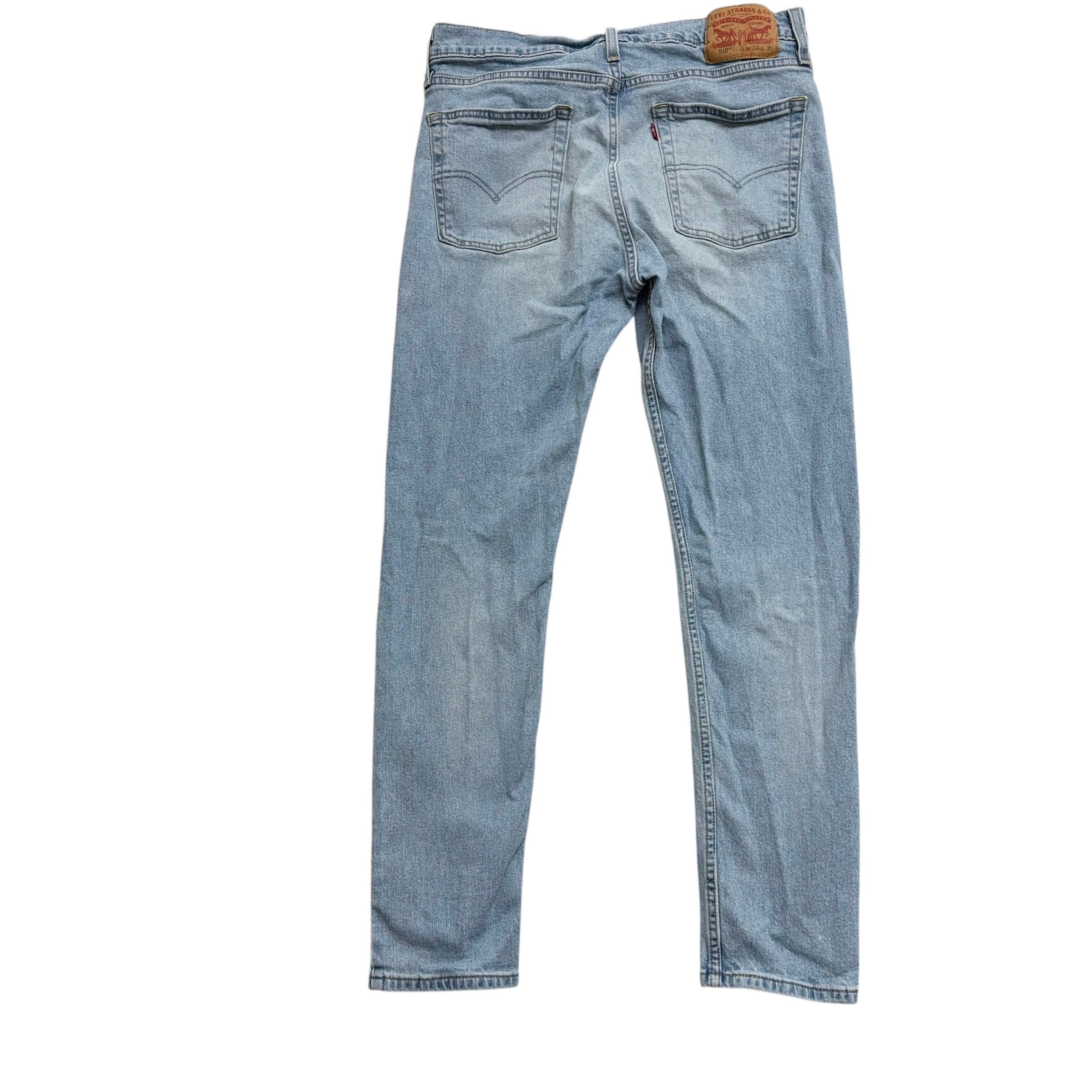 Levis 510 Jeans W32 L30 Mens Light Blue Skinny Fit Stretch Denim (E)