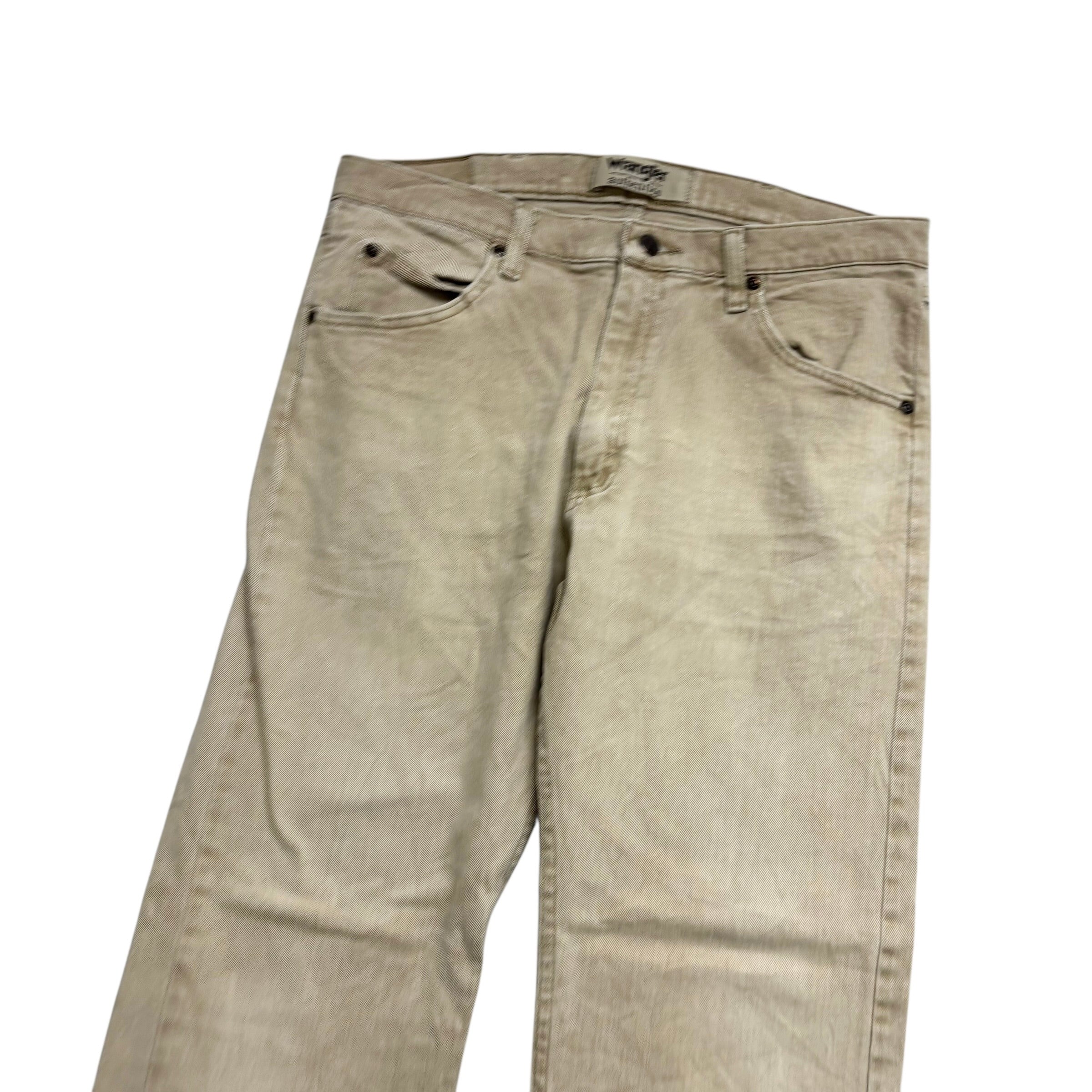 Wrangler Jeans W34 L29 Mens Cream Regular Straight Fit Stretch Denim