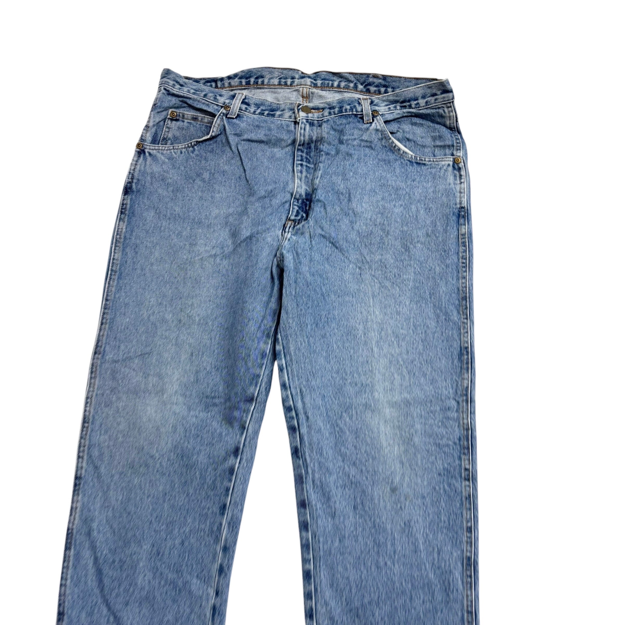 Wrangler Jeans W38 L32 Mens Regular Straight Fit Light Blue Vintage Denim (E)
