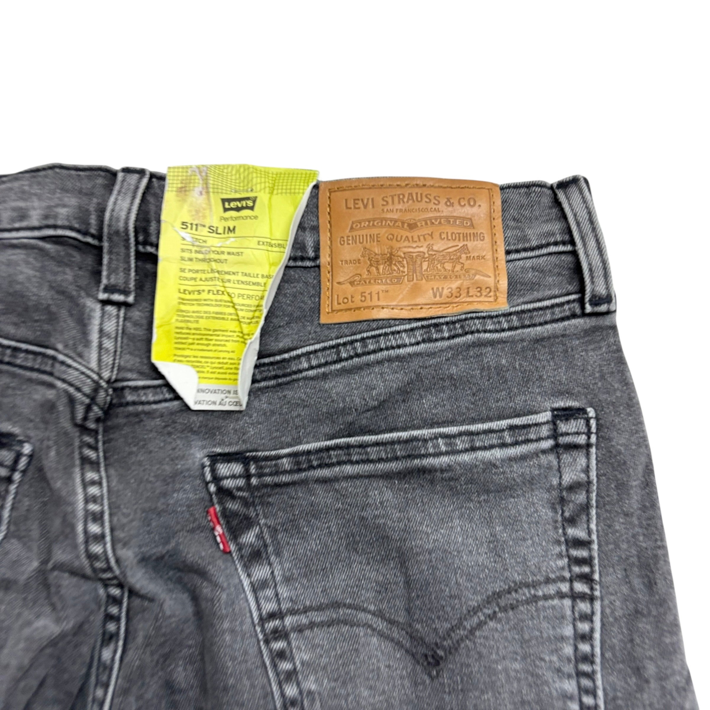 Levis 511 Jeans W33 L34 Mens Grey Slim Fit Stretch Denim (E)