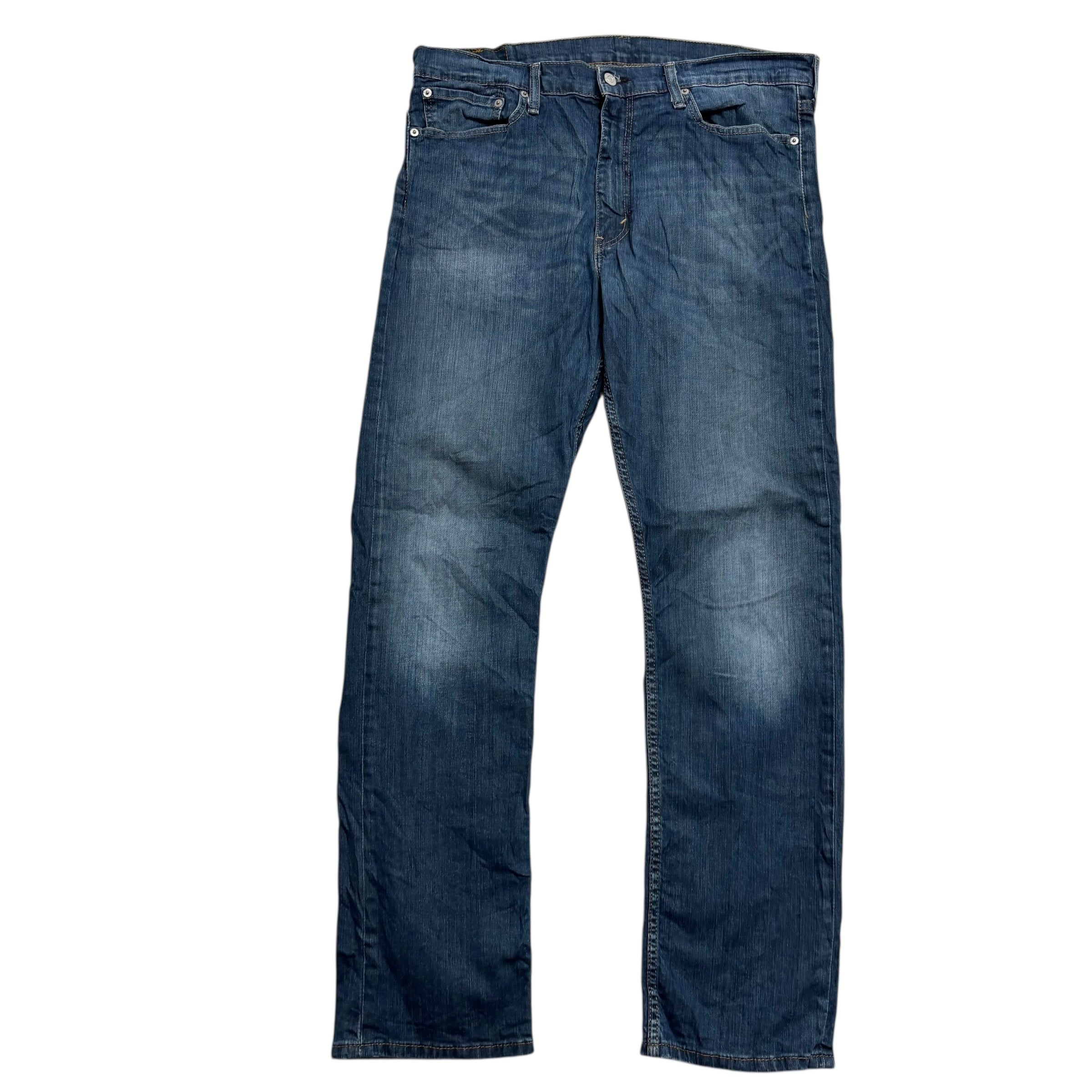 Levis 513 Jeans W36 L32 Mens Dark Blue Slim Straight Fit Stretch Denim (E)