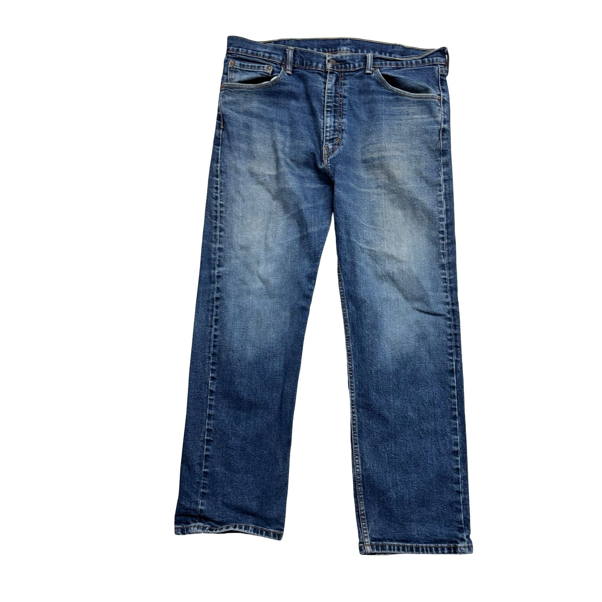 Levis 505 Jeans W38 L29 Mens Dark Blue Regular Straight Fit Stretch Denim (F)